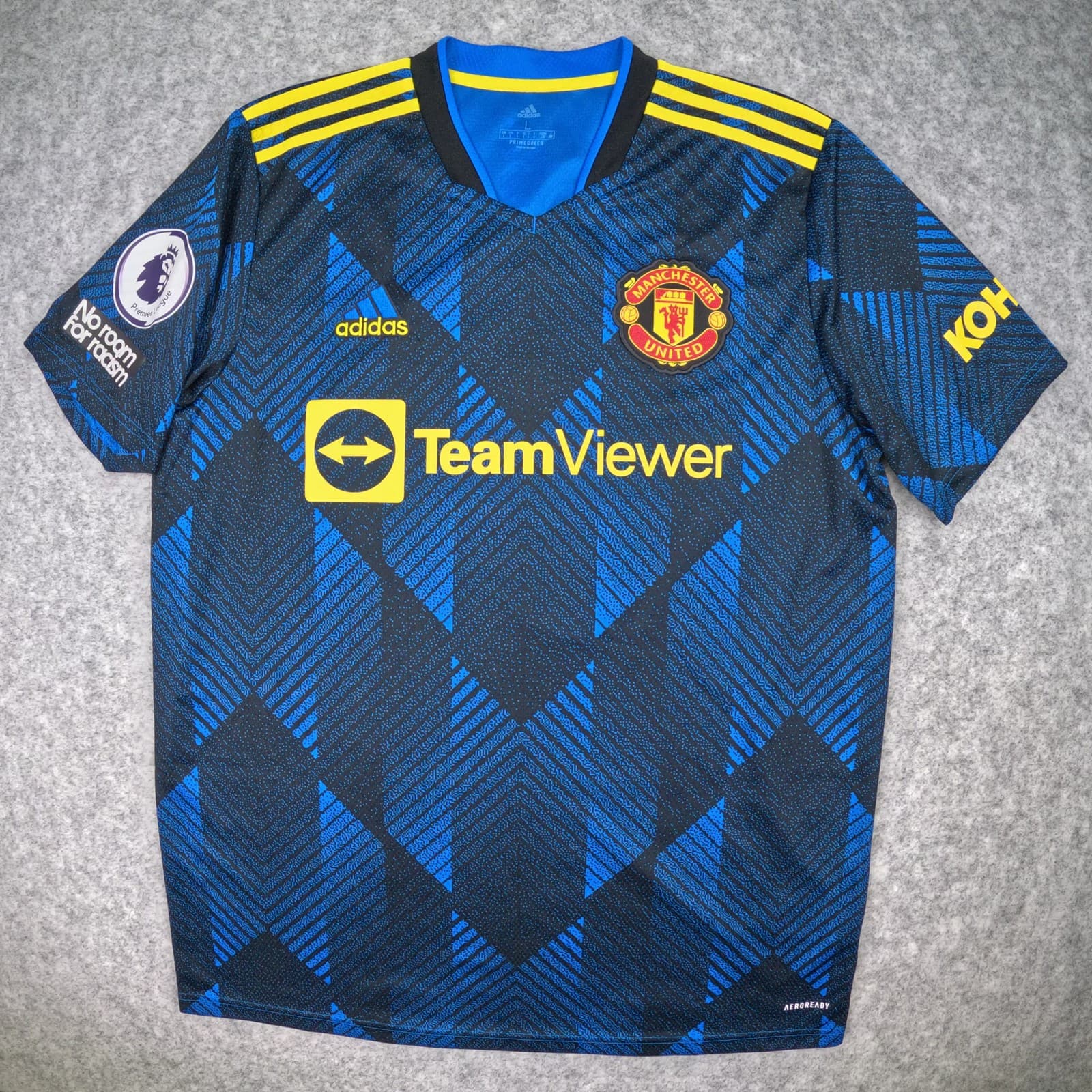 Manchester United Shirt Large Blue Third 2021 2022 Ronaldo 7 Soccer Jersey photo 2