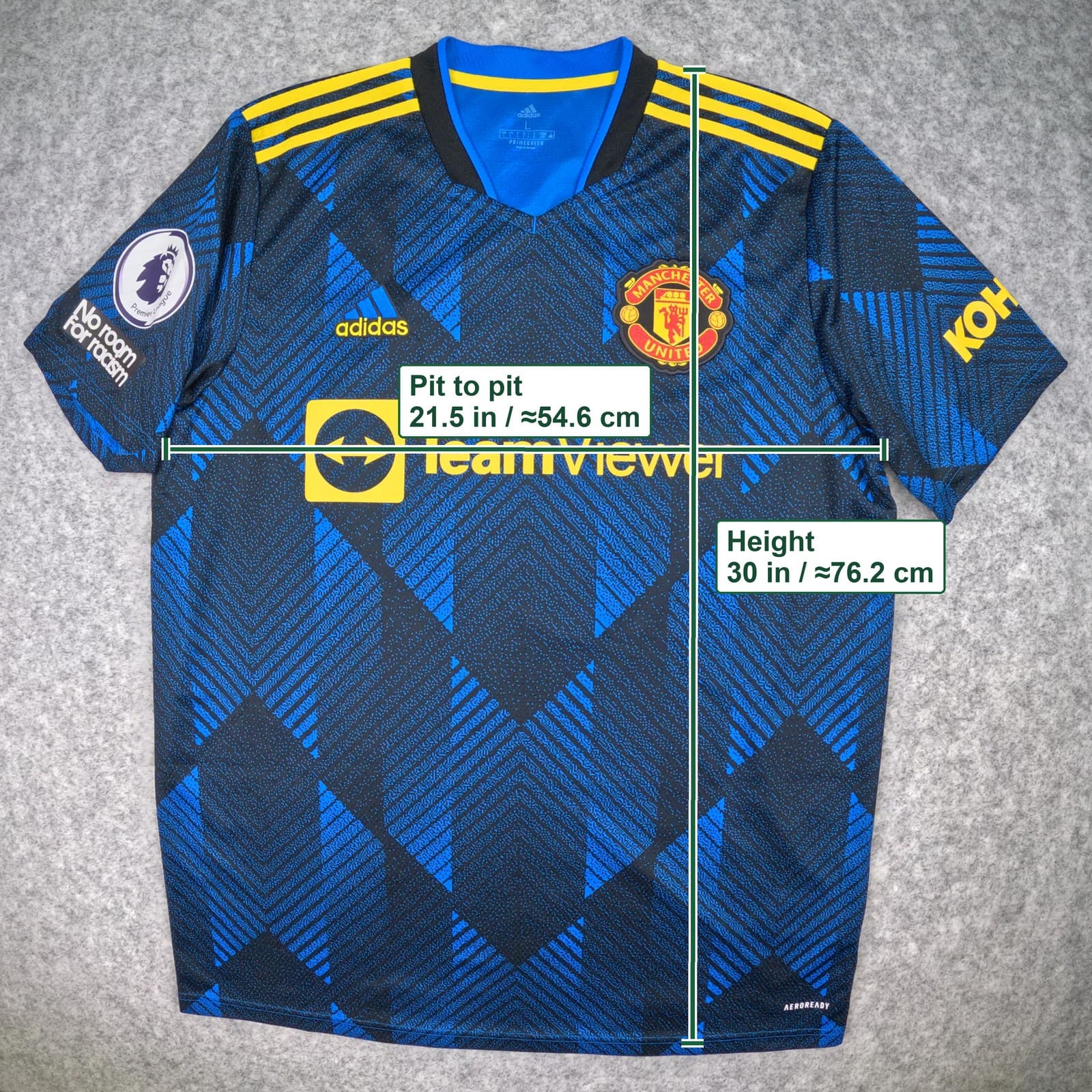 Manchester United Shirt Large Blue Third 2021 2022 Ronaldo 7 Soccer Jersey photo 3