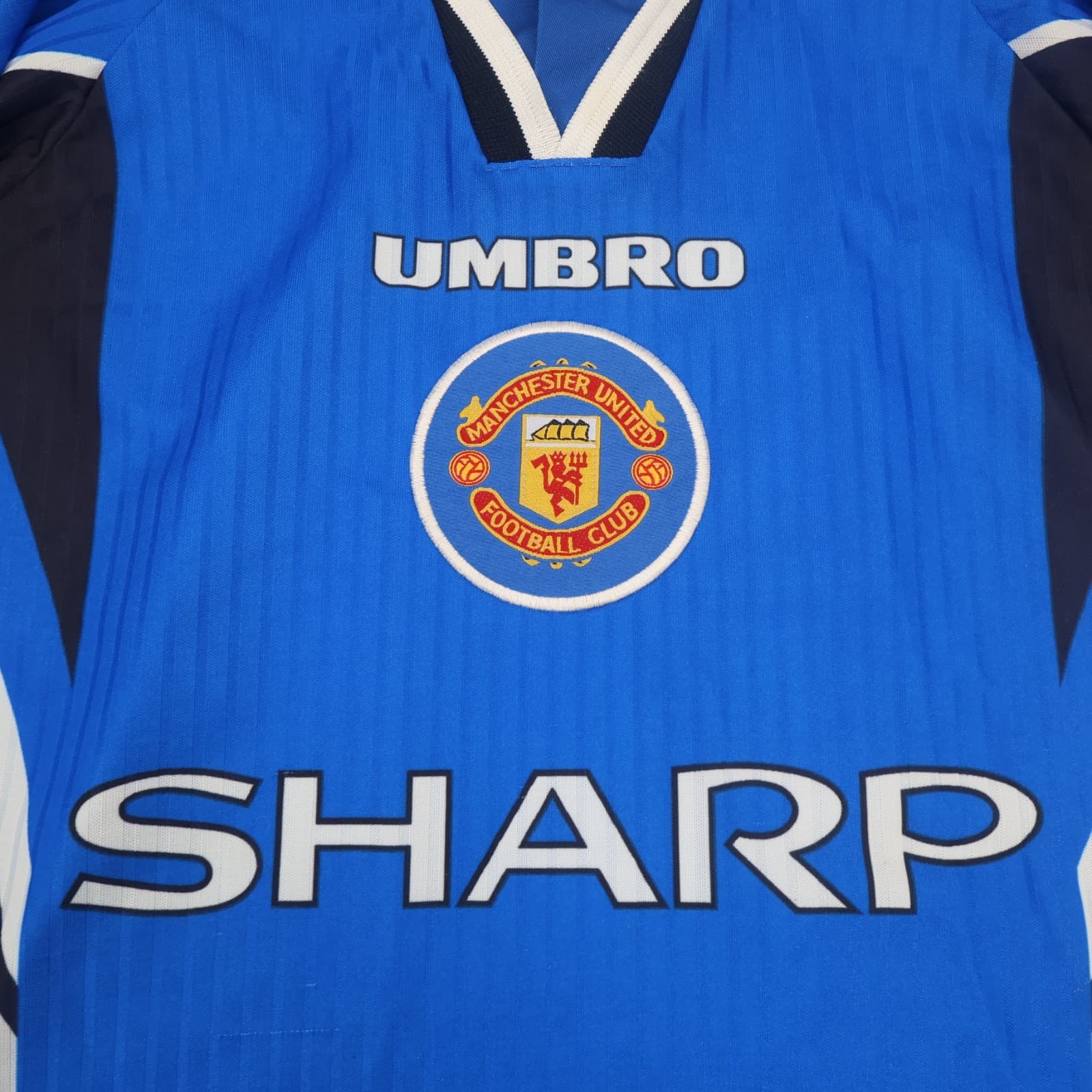 Vintage Manchester United Shirt 2XL Blue Third Kit 96 1998 Umbro David Beckham photo 6