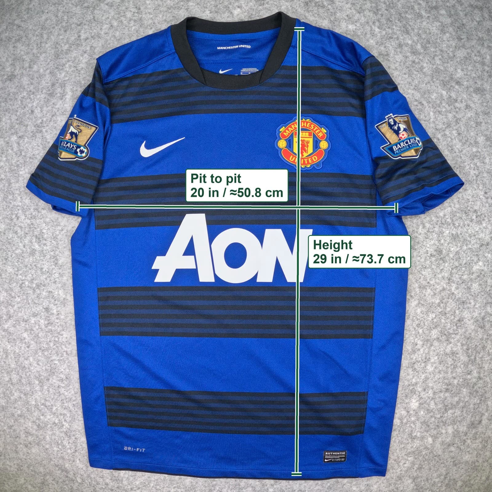Manchester United Football Shirt Medium Blue Away 2011 13 Nike Rooney 10 Jersey photo 3