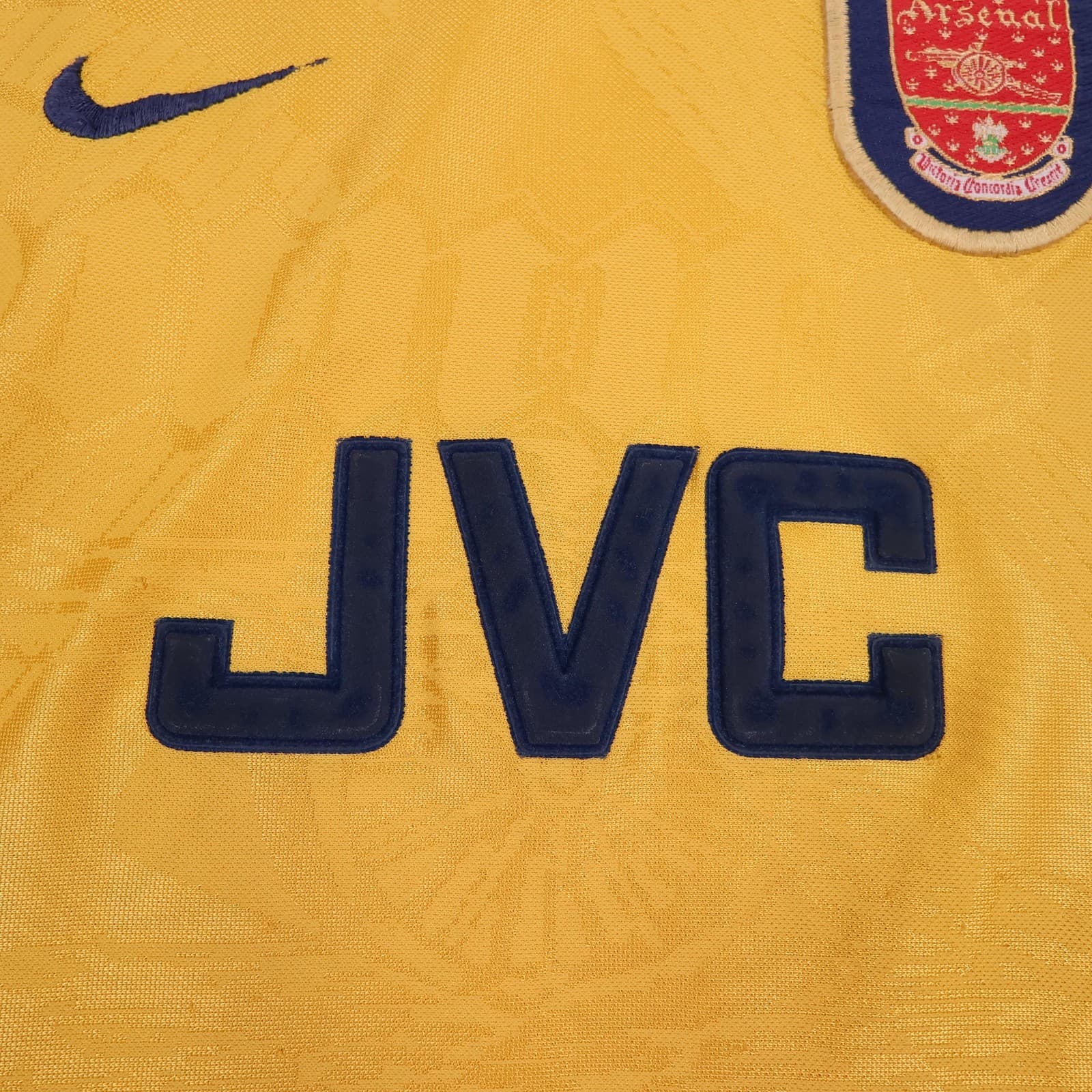 Vintage Arsenal Shirt XL Boys Yellow Away 1996 1997 Football Nike JVC Jersey photo 7