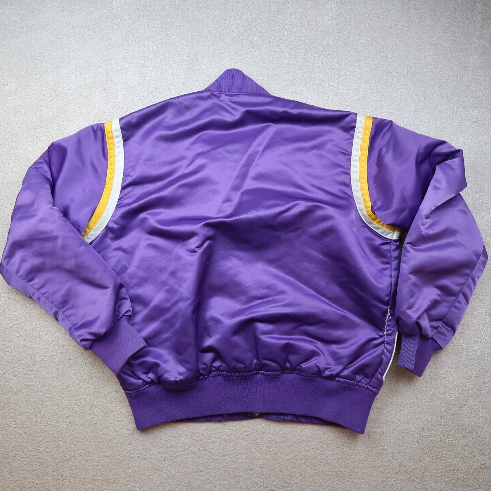 Vintage Los Angeles Lakers Jacket Medium Starter 80s NBA Varsity Purple Satin photo 2