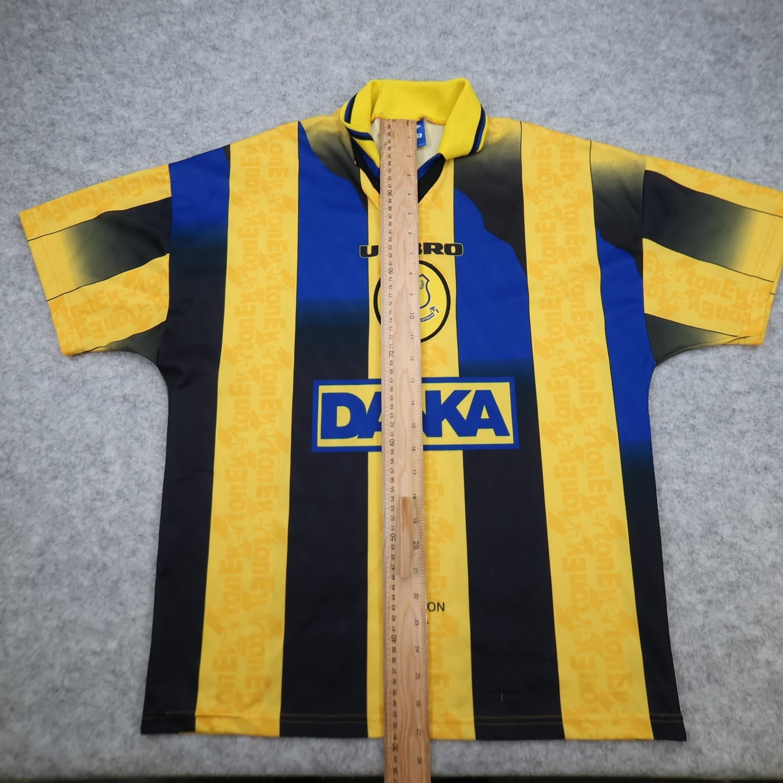 Vintage Everton Shirt Medium Yellow Away Kit 1996 1998 Away Soccer Jersey 3076 photo 12
