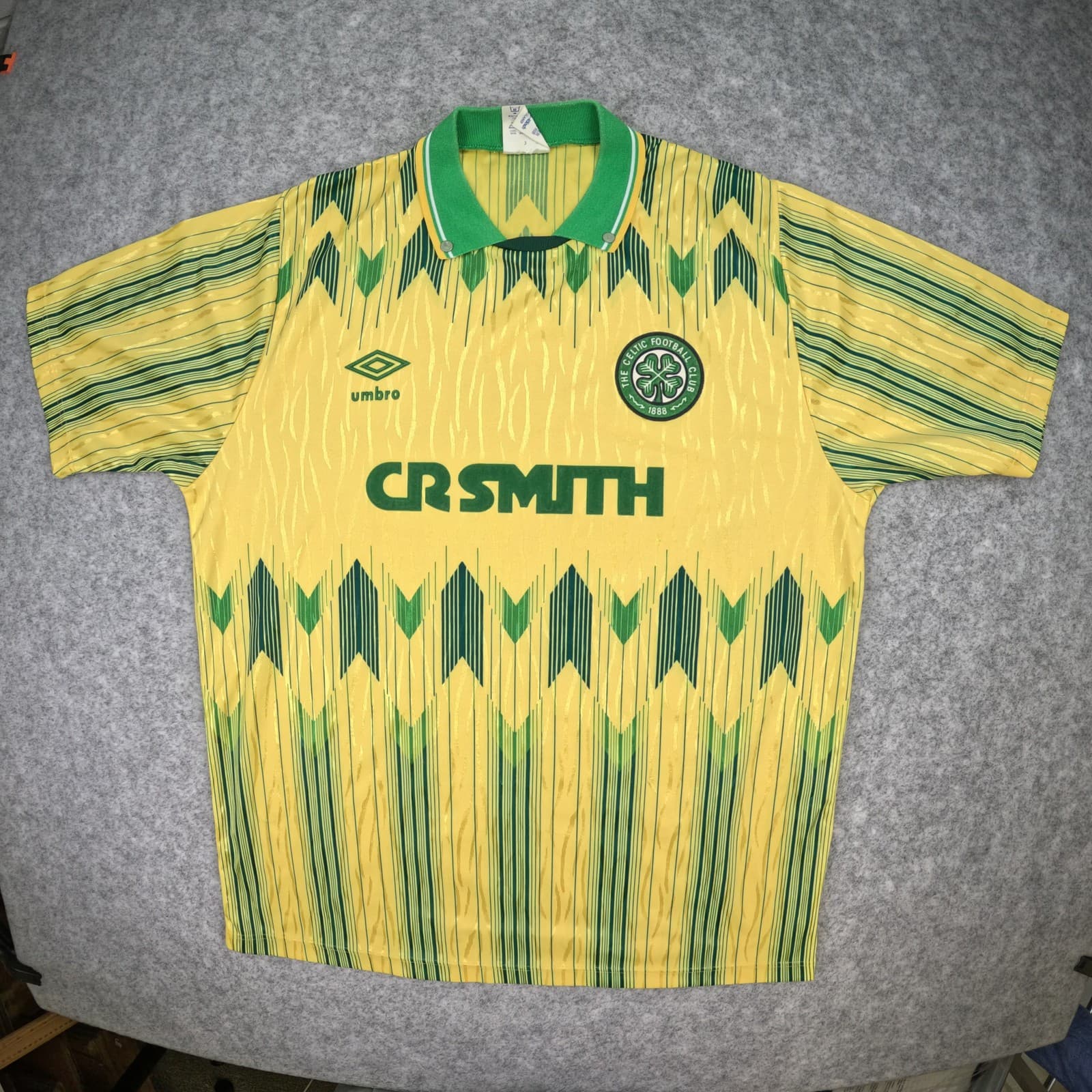 Vintage Celtic Football Shirt Medium Yellow Away 1989 91 Umbro Soccer Jersey