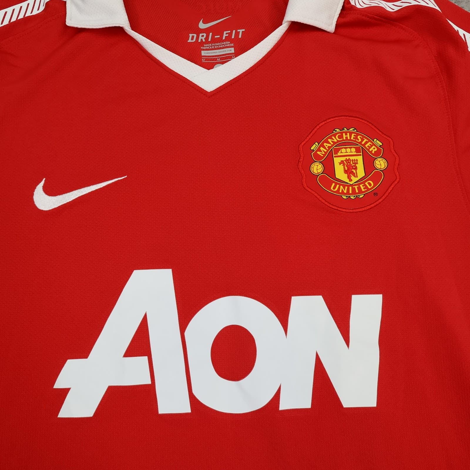Manchester United Shirt Mens Medium Red Home EPL 2010 2011 Nike AON JS Park 13 photo 7