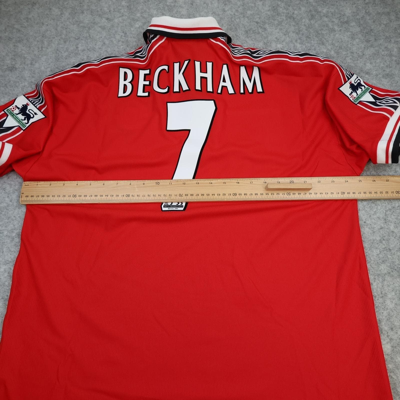 Manchester United Shirt Mens 2XL Home 1998 2000 Umbro Beckham 7 Soccer Jersey photo 12