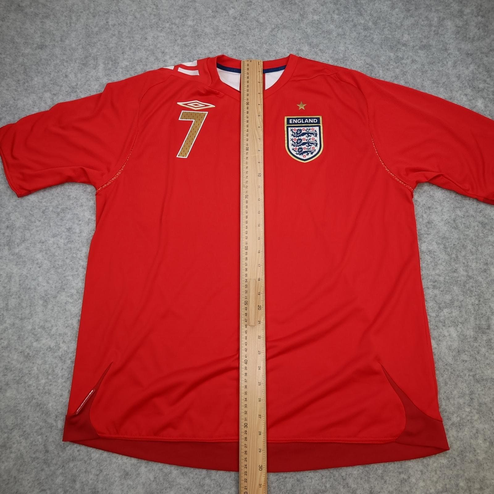 England Away Shirt Mens 2XL Red 2006 Football Umbro Beckham 7 Jersey Top photo 12