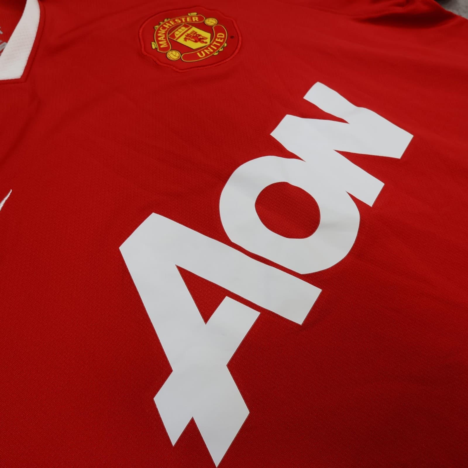Manchester United Shirt Mens Medium Red Home EPL 2010 2011 Nike AON JS Park 13 photo 11