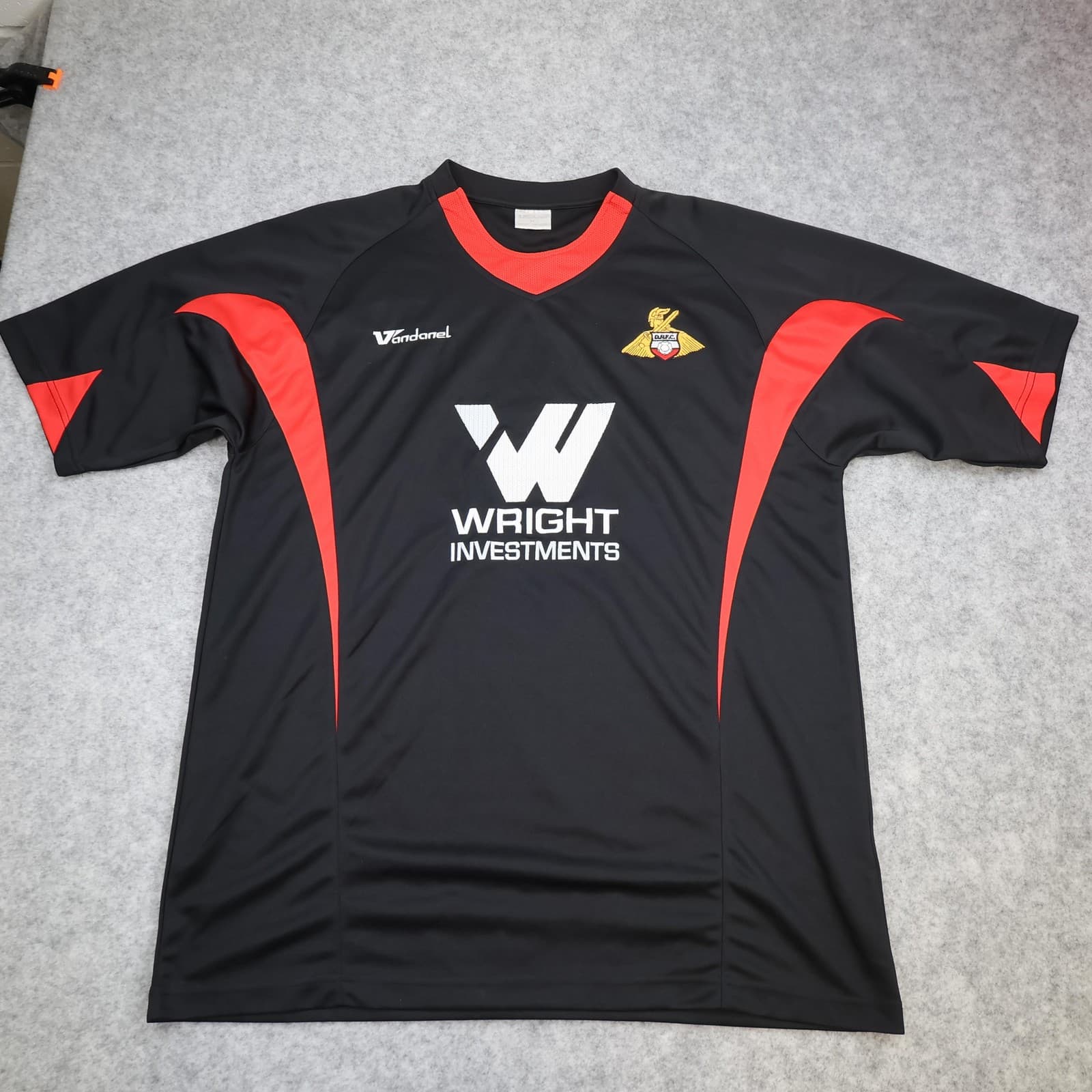 Doncaster Rovers Away Shirt Mens XL Black Red Football Vandanel 2008 2010