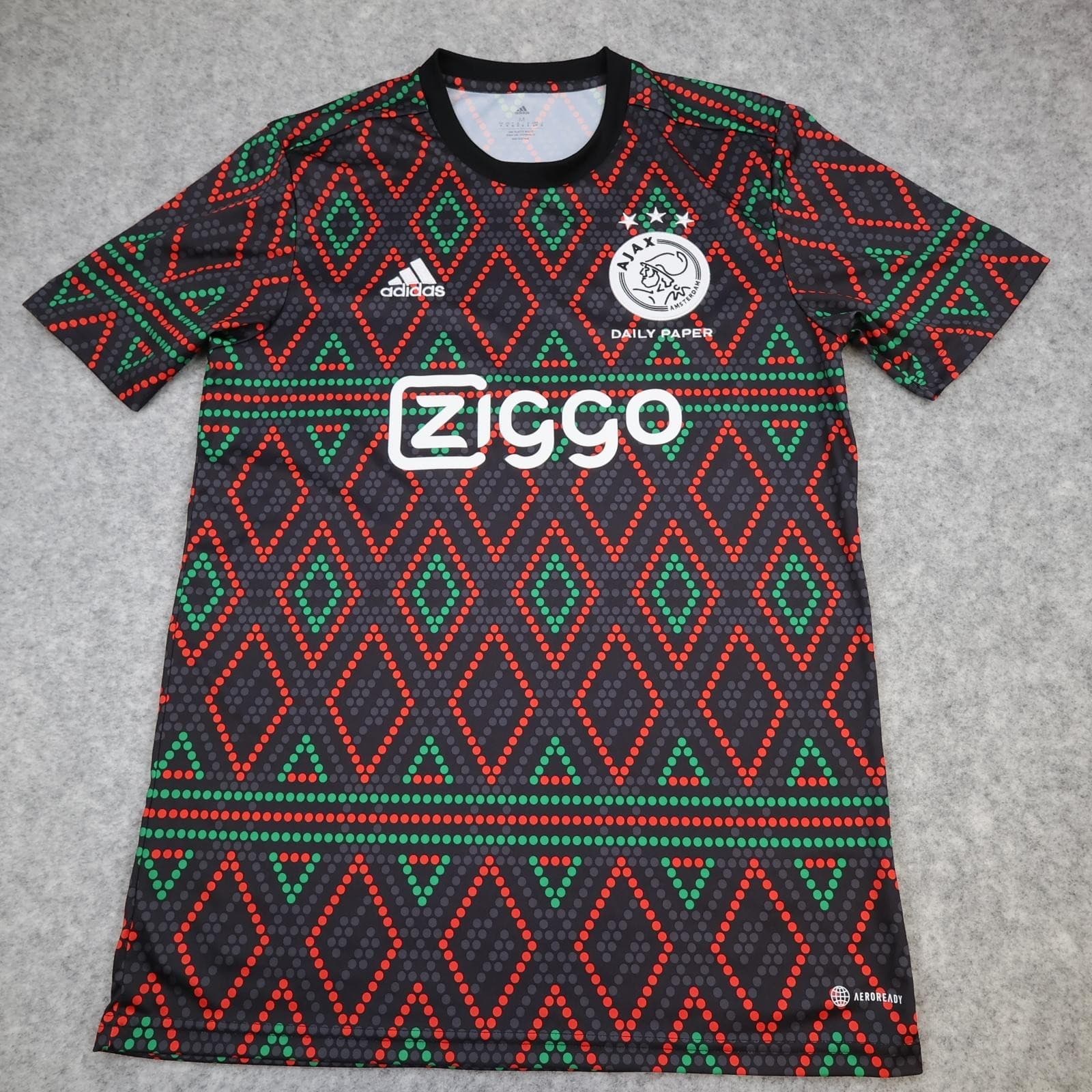Ajax Shirt Mens Medium Black Daily Paper 2022 2023 Football Adidas Ziggo Jersey