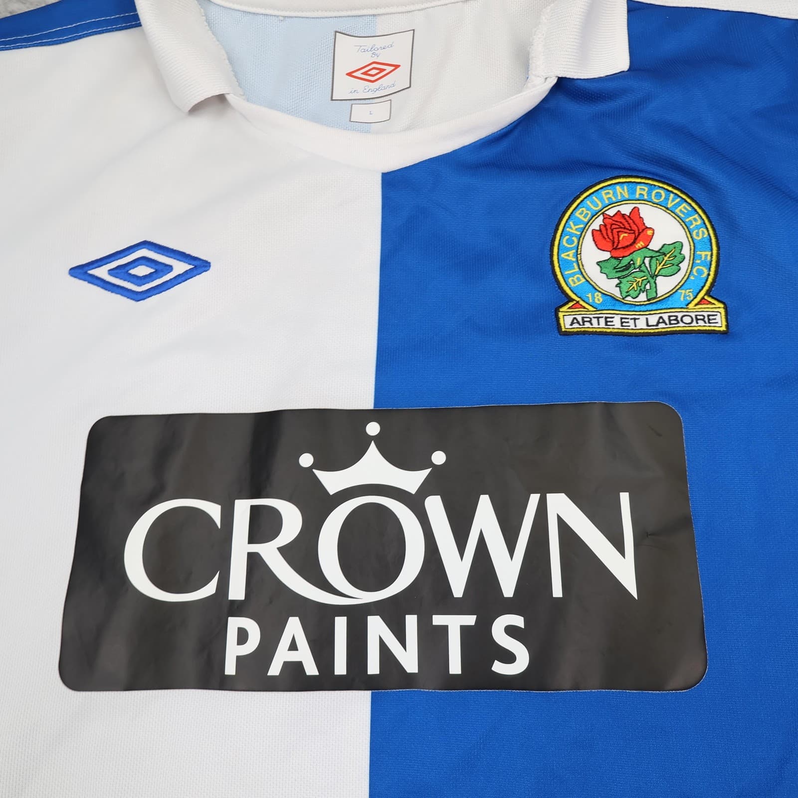 Blackburn Rovers Shirt Mens Large Blue White Home 2009 2010 Umbro Crown Paints photo 2