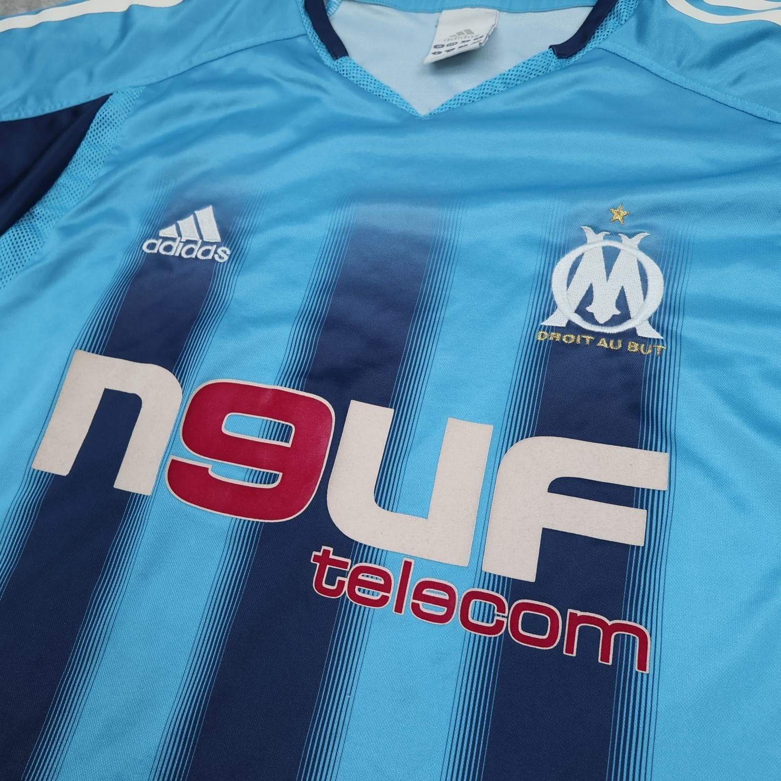 Olympique Marseille Shirt Mens Large Blue Away 2004 2005 Adidas Soccer Jersey photo 3