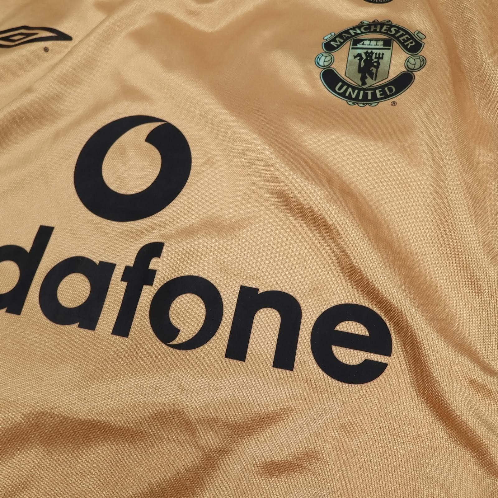 Vintage Manchester United Shirt Mens Small White Away Football Umbro Vodafone photo 18
