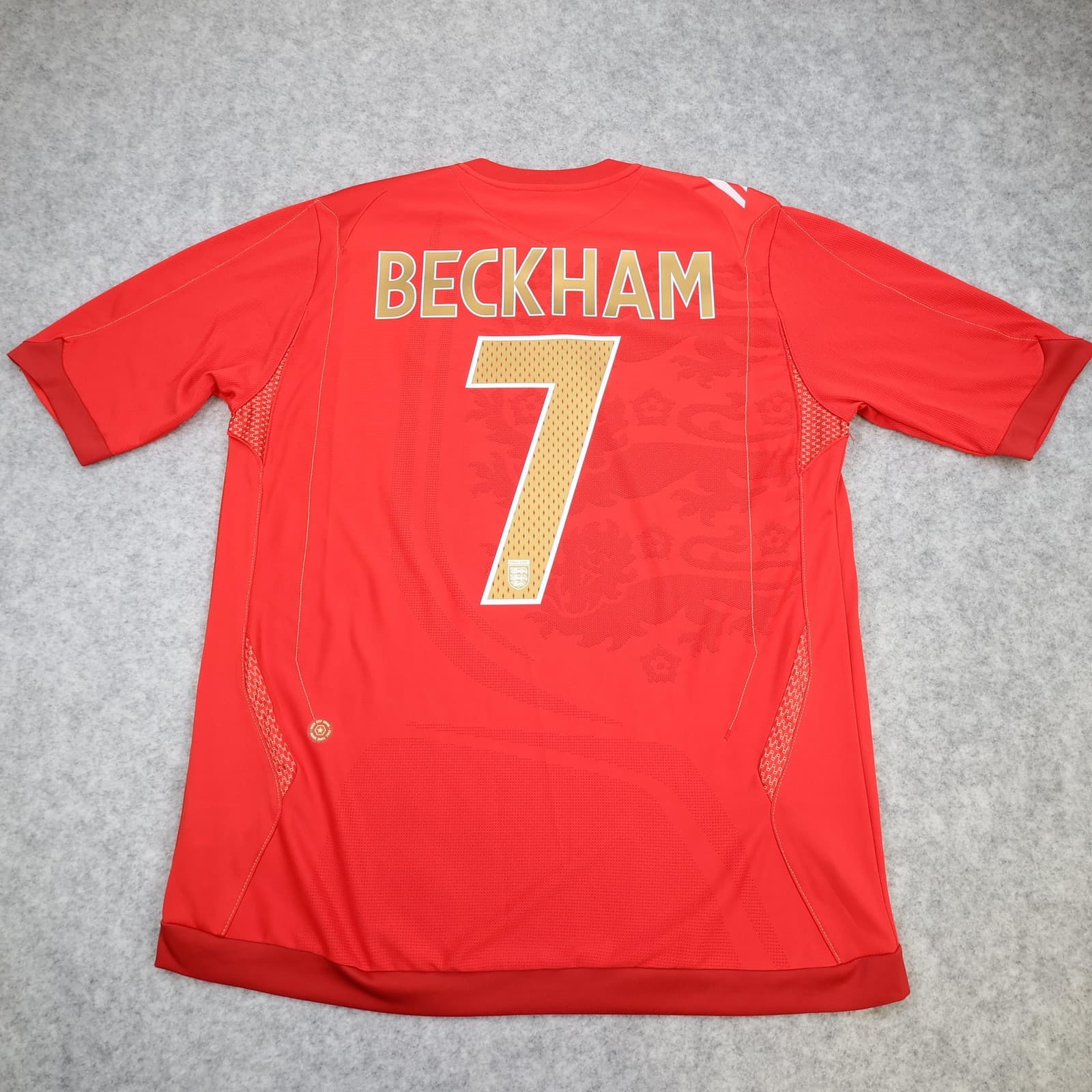 England Away Shirt Mens Large Red 2006 2008 Football Umbro Beckham 7 Jersey photo 2
