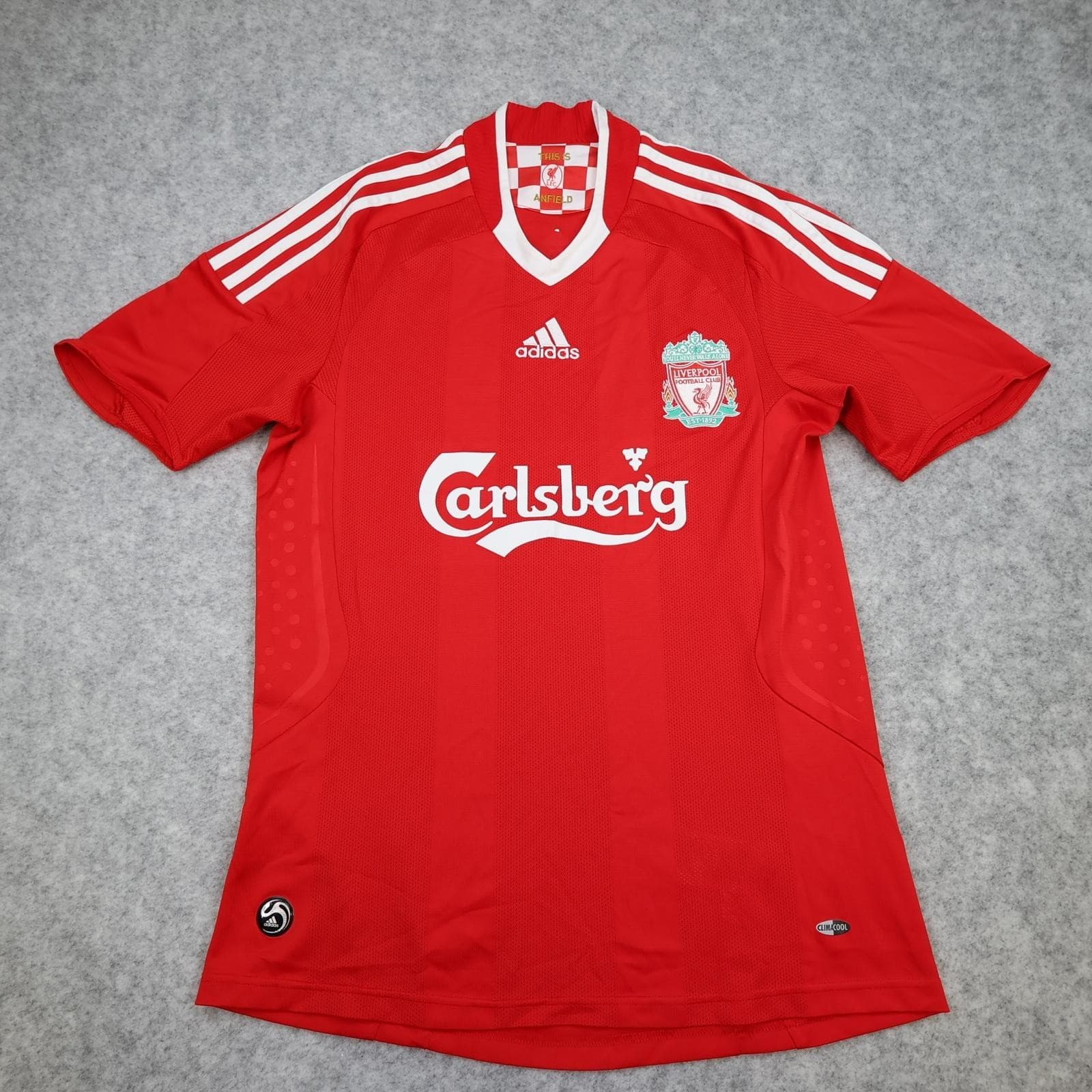 Liverpool Shirt Mens Medium Red Home 2008 2010 Football Adidas Agger 5 Jersey photo 2