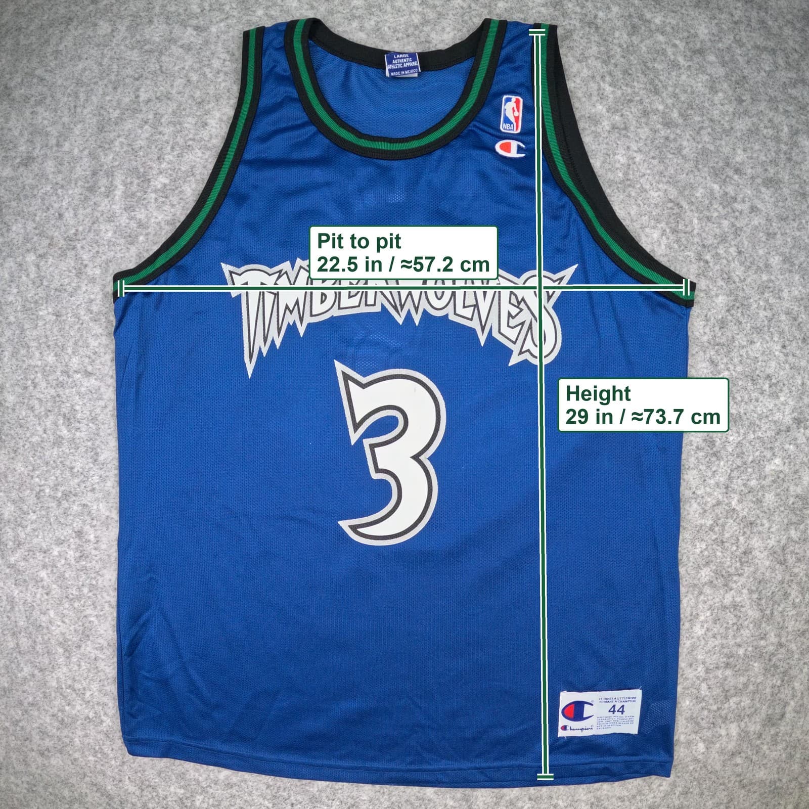 Minnesota Timberwolves Jersey Large Champion Avery 3 Authentic Athletic Apparel photo 6