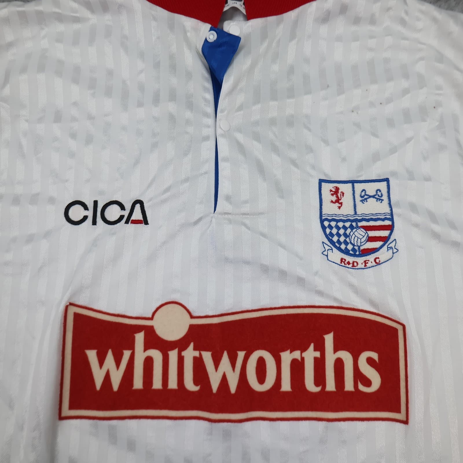 Vintage Rushden and Diamonds Home Shirt White Red Large 1997 1998 Soccer Jersey photo 3
