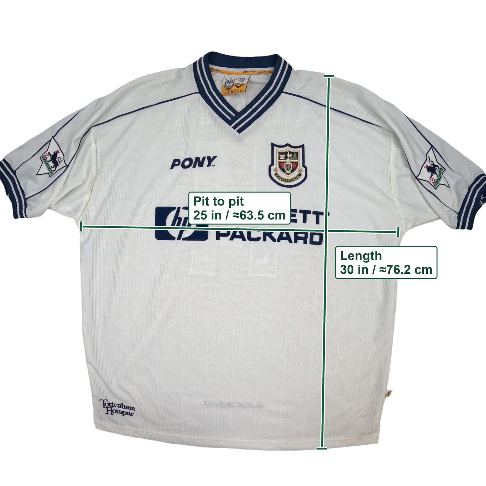 Tottenham Hotspur Football Shirt Extra Large White Home 1997 1999 PONY Ginola 14 photo 5