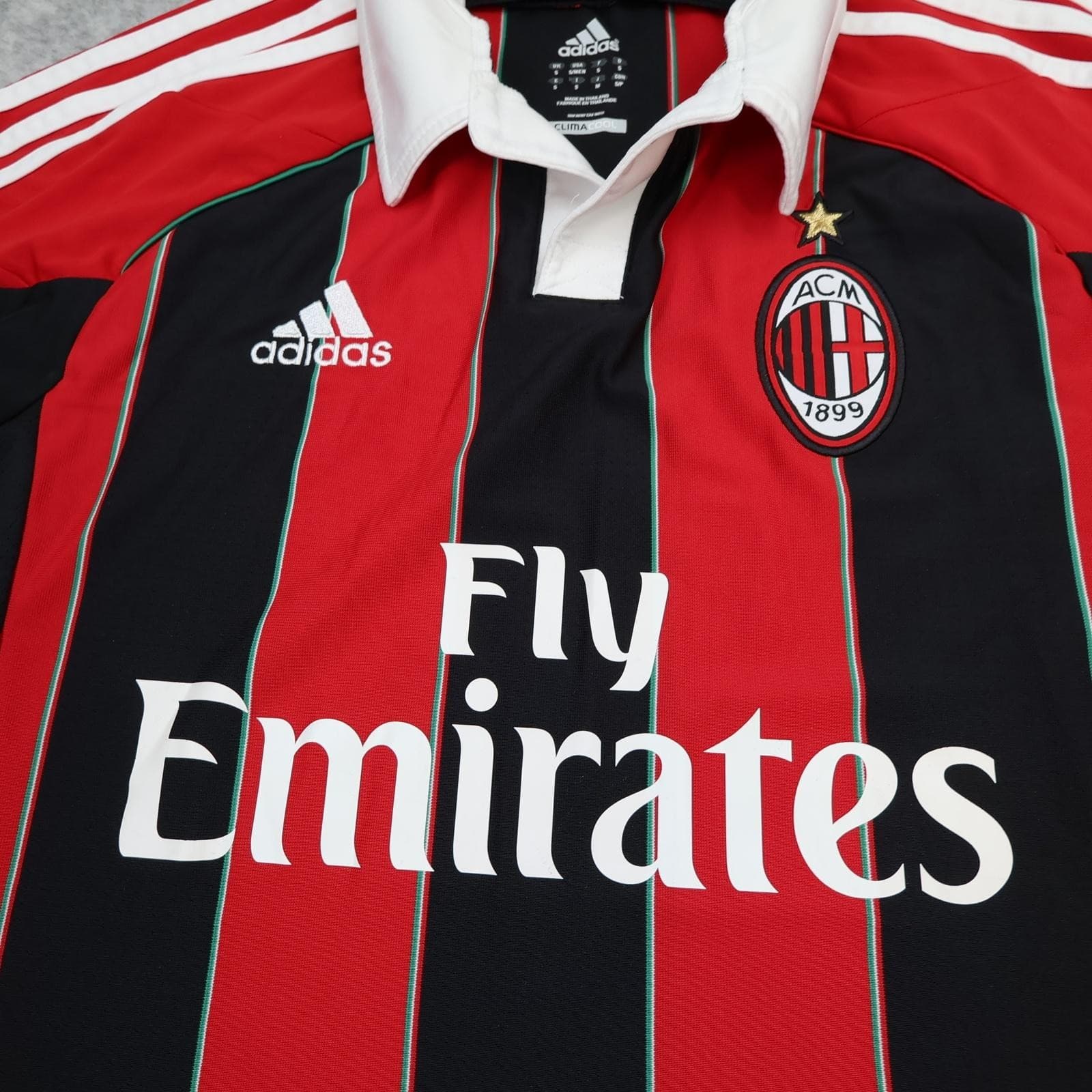 AC Milan Shirt Mens Small Red Black Home 2012 2013 Football Adidas Fly Emirates photo 2