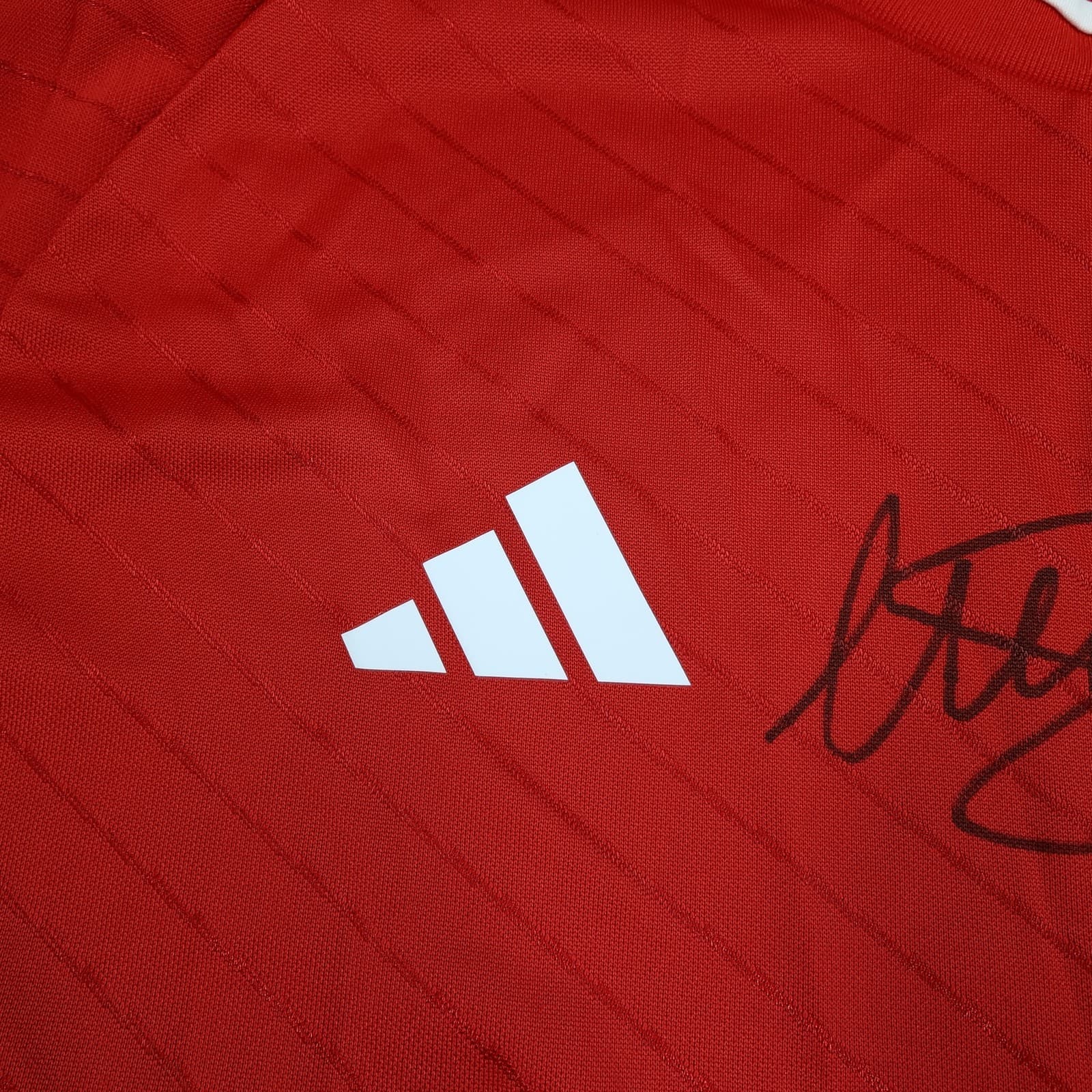 Salford City Shirt Mens Large Red Home Football Adidas Salboy Signed Jersey photo 6