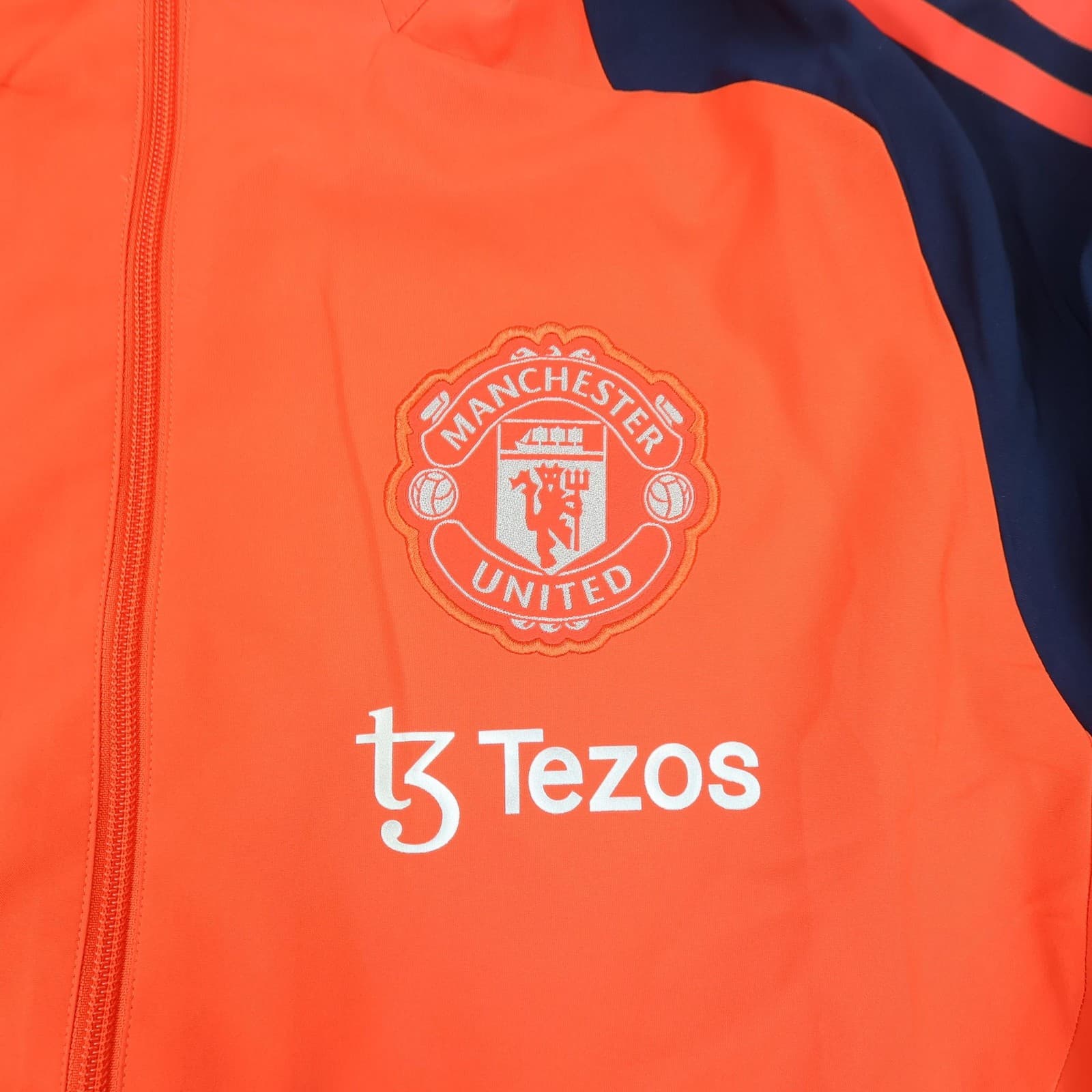 Manchester United Jacket Mens Large Orange Navy Football Adidas Tezos Training photo 3