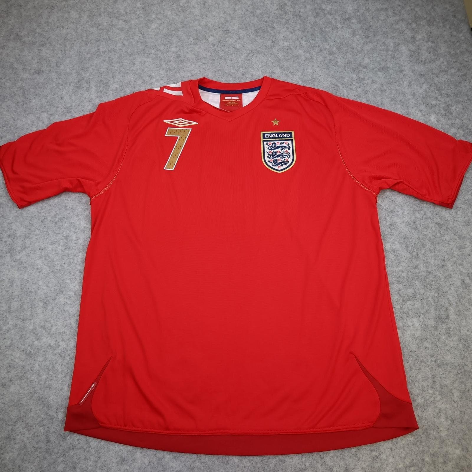 England Away Shirt Mens 2XL Red 2006 Football Umbro Beckham 7 Jersey Top photo 2