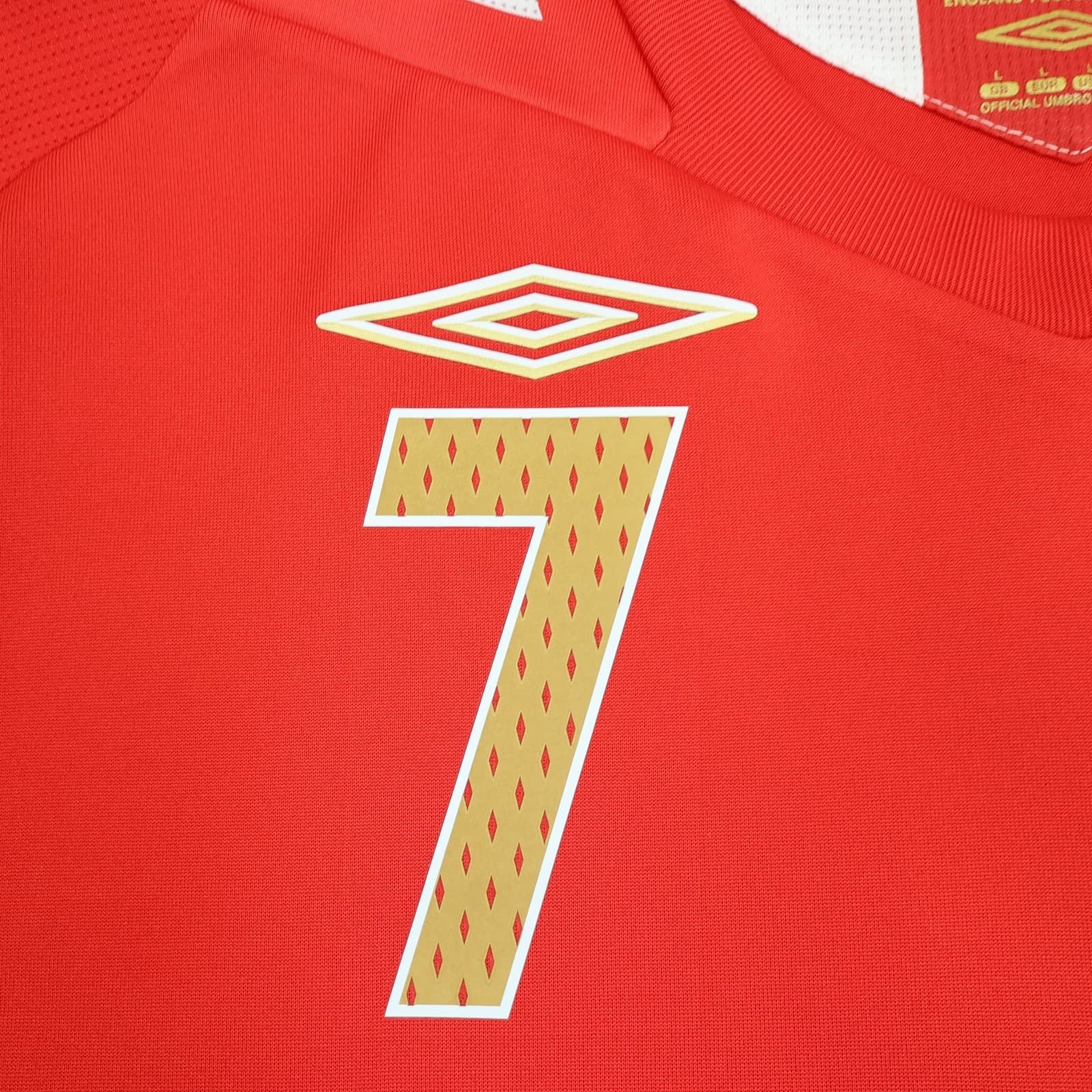 England Away Shirt Mens Large Red 2006 2008 Football Umbro Beckham 7 Jersey photo 4