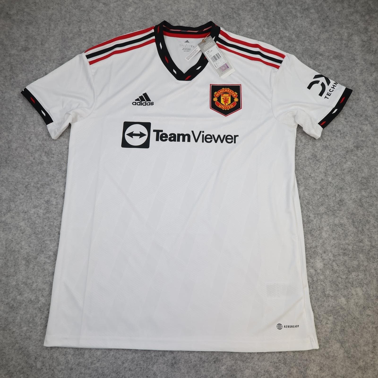 Manchester United Away Shirt Mens Large White 2022 2023 Adidas Soccer Jersey photo 2