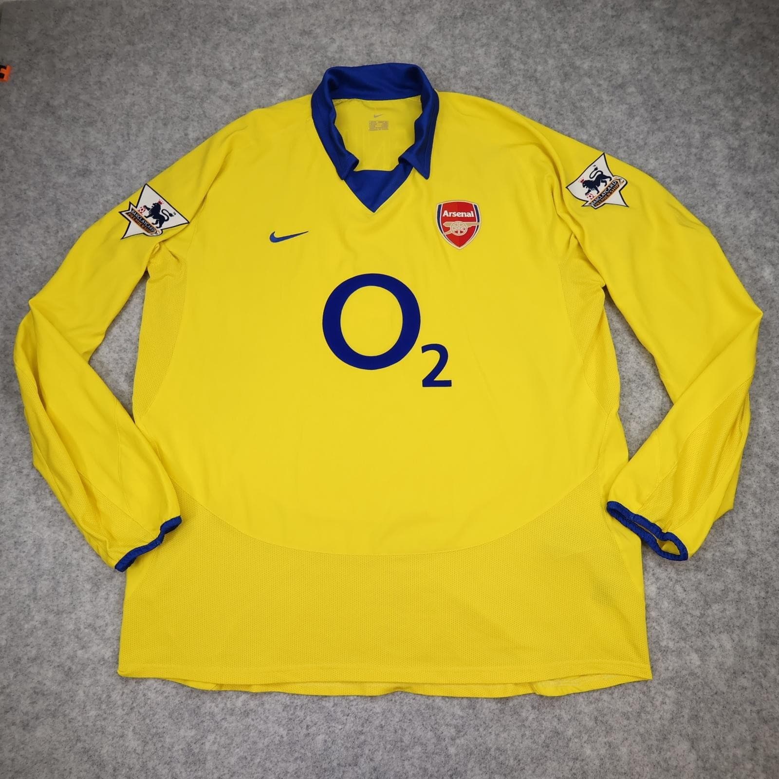 Arsenal Away Shirt XL Long Sleeve Yellow 2002 2004 Nike Henry 14 Soccer Jersey photo 3