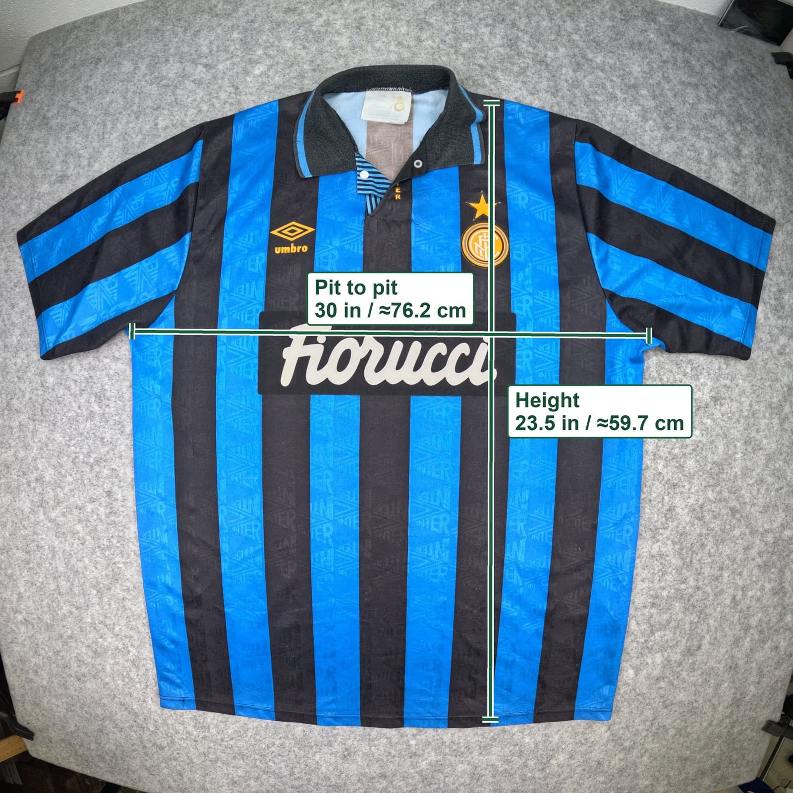 Inter Milan Football Shirt Large Blue 1992 1994 Home Umbro Soccer Jersey Vintage photo 5