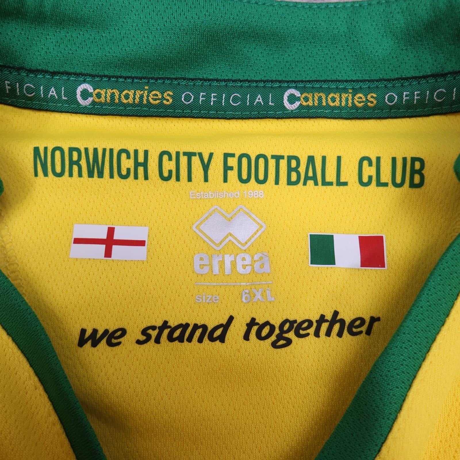 Norwich City Shirt 6XL Yellow Home Kit 2016 2017 Errea Soccer Jersey 48" photo 8