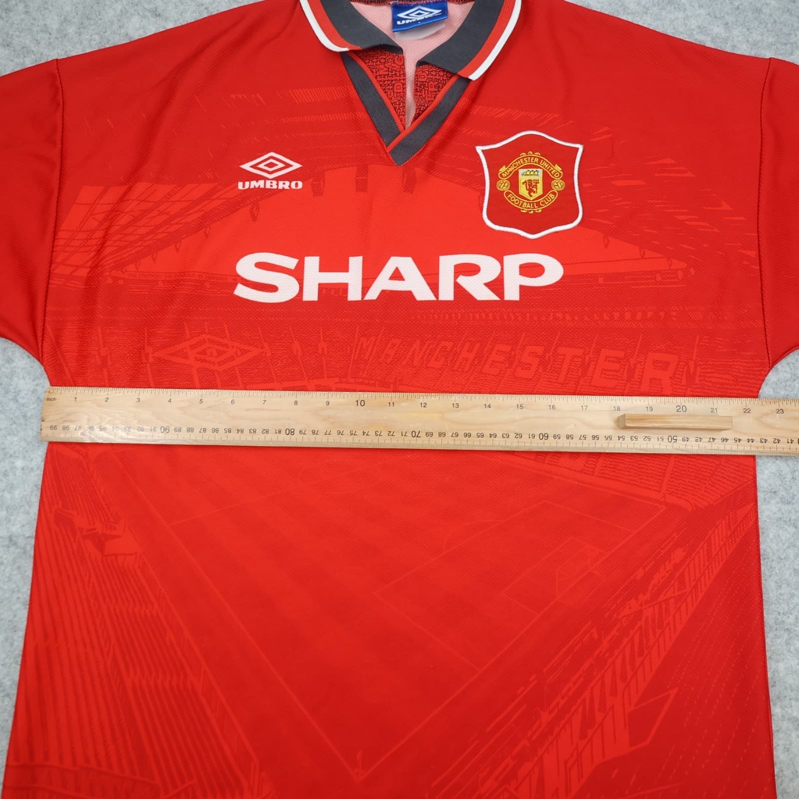 Vintage Manchester United Shirt Large Red Home 1994 1996 Umbro Soccer Jersey photo 8