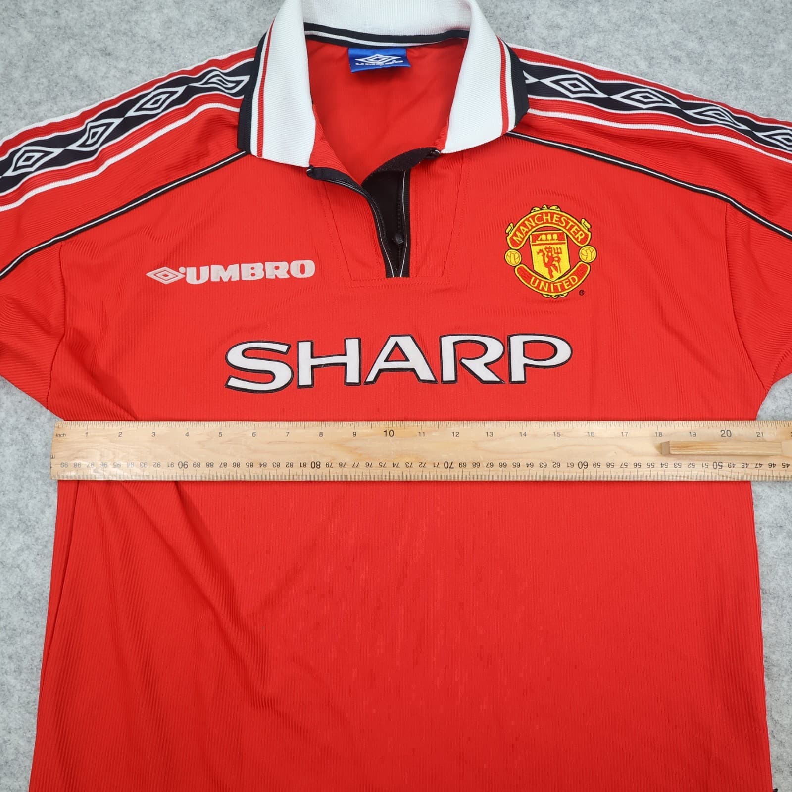 Vinatge Manchester United Shirt Large Red Home 1998 2000 Umbro Jersey Football photo 11