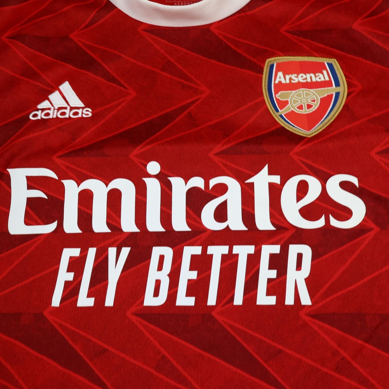 Arsenal Shirt Mens Large Red Home 2020 2021 Adidas Emirates Soccer Jersey photo 3