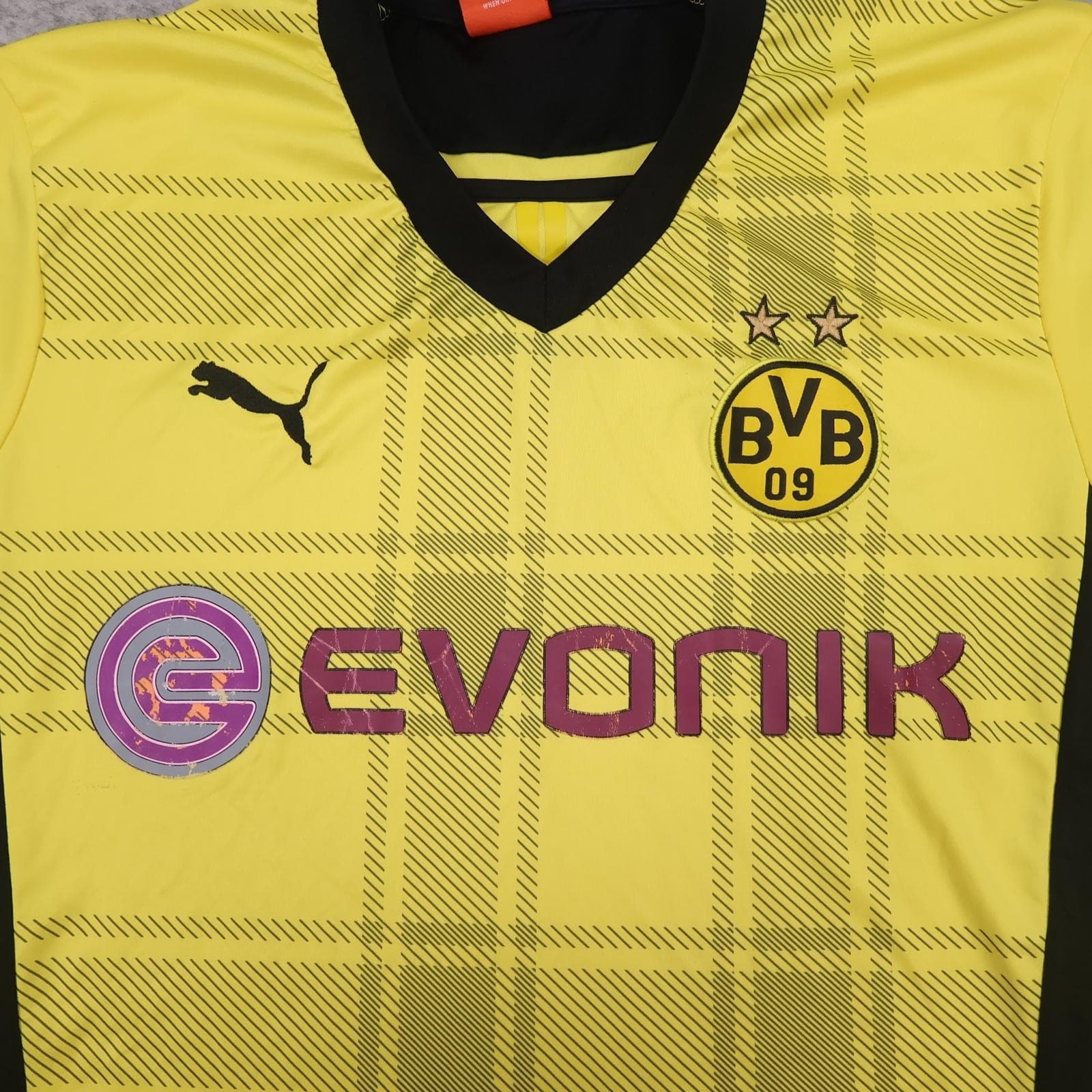Borussia Dortmund Shirt Mens Large Yellow Home Bundesliga 2013 2014 Puma Evonik photo 5