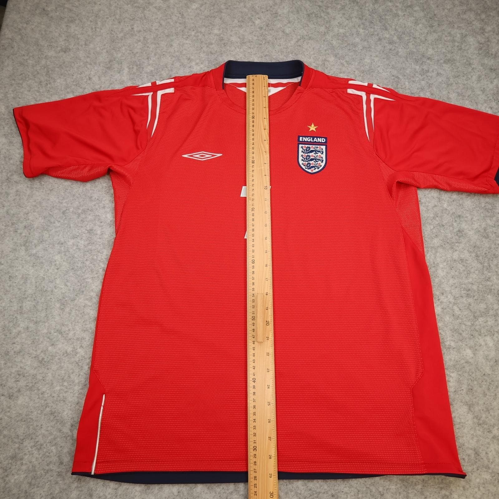 Vintage England Away Shirt Mens XL Red 2004 2006 Football Umbro Beckham 7 Jersey photo 16