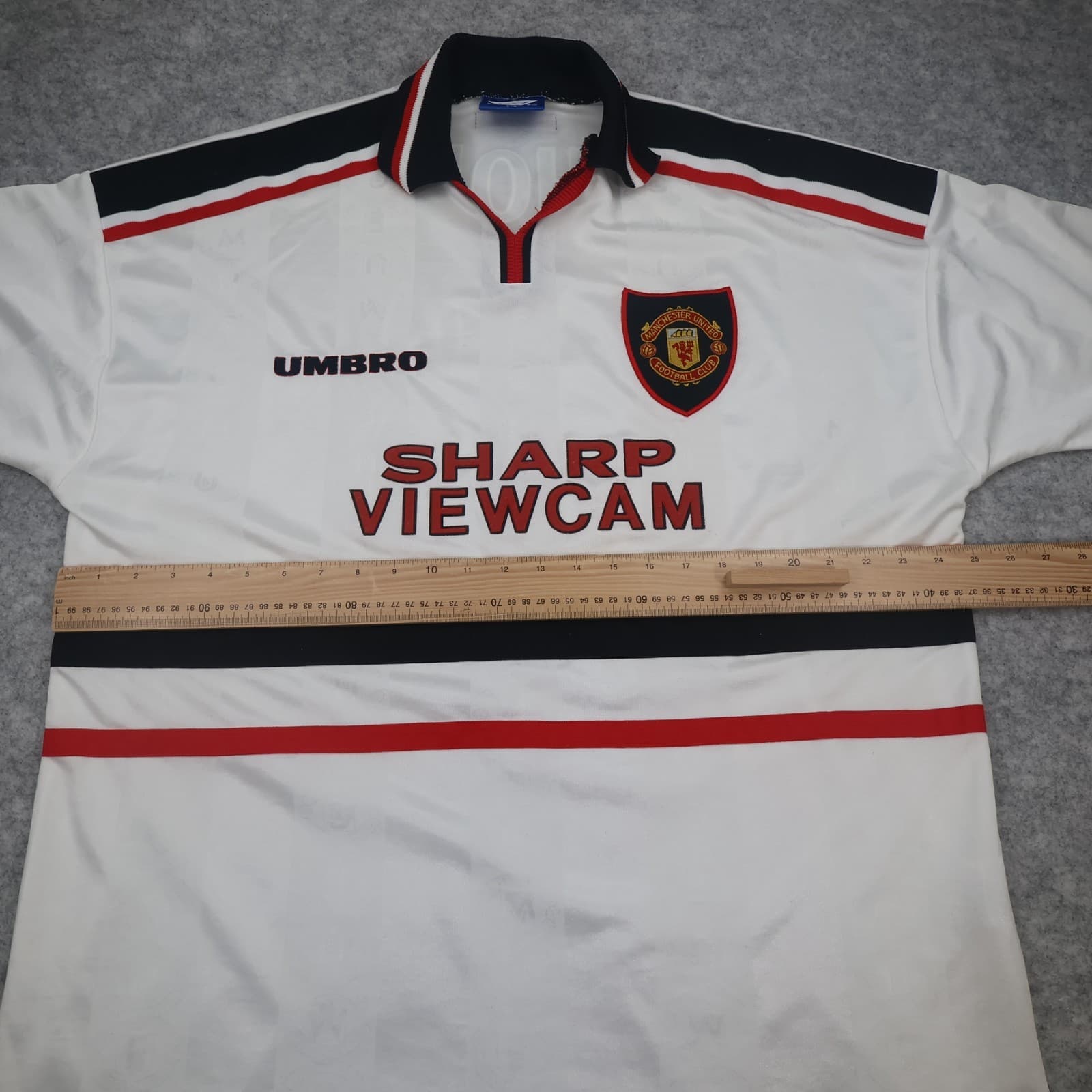 Manchester United Shirt 2XL White Away Kit 1997 1999 Umbro Jersey Paul Scholes photo 10