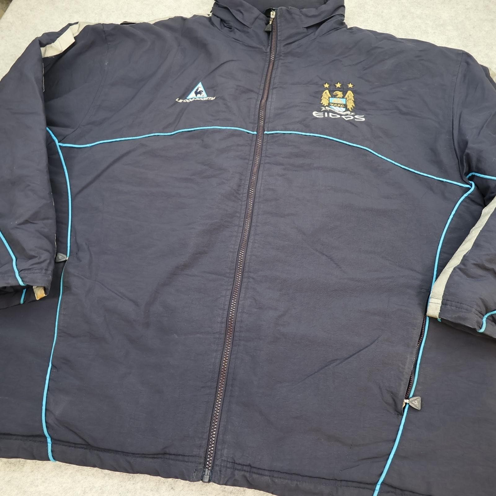 Vintage Manchester City Jacket Mens 2XL Navy EPL 2002 2003 Le Coq Sportif Eidos photo 6