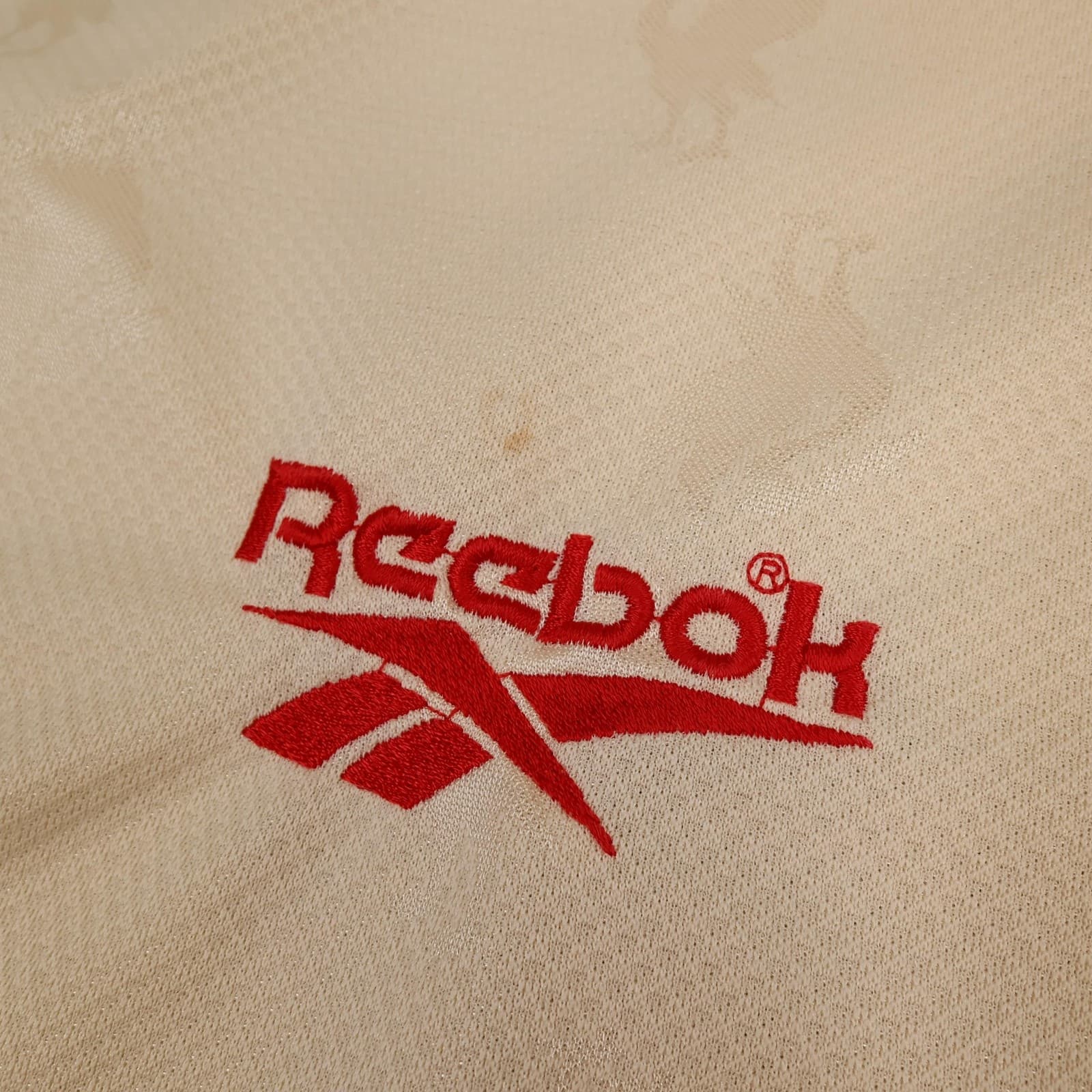 Vintage Liverpool Away Shirt Mens 2XL Beige 1996 1997 Reebok Soccer Jersey photo 7