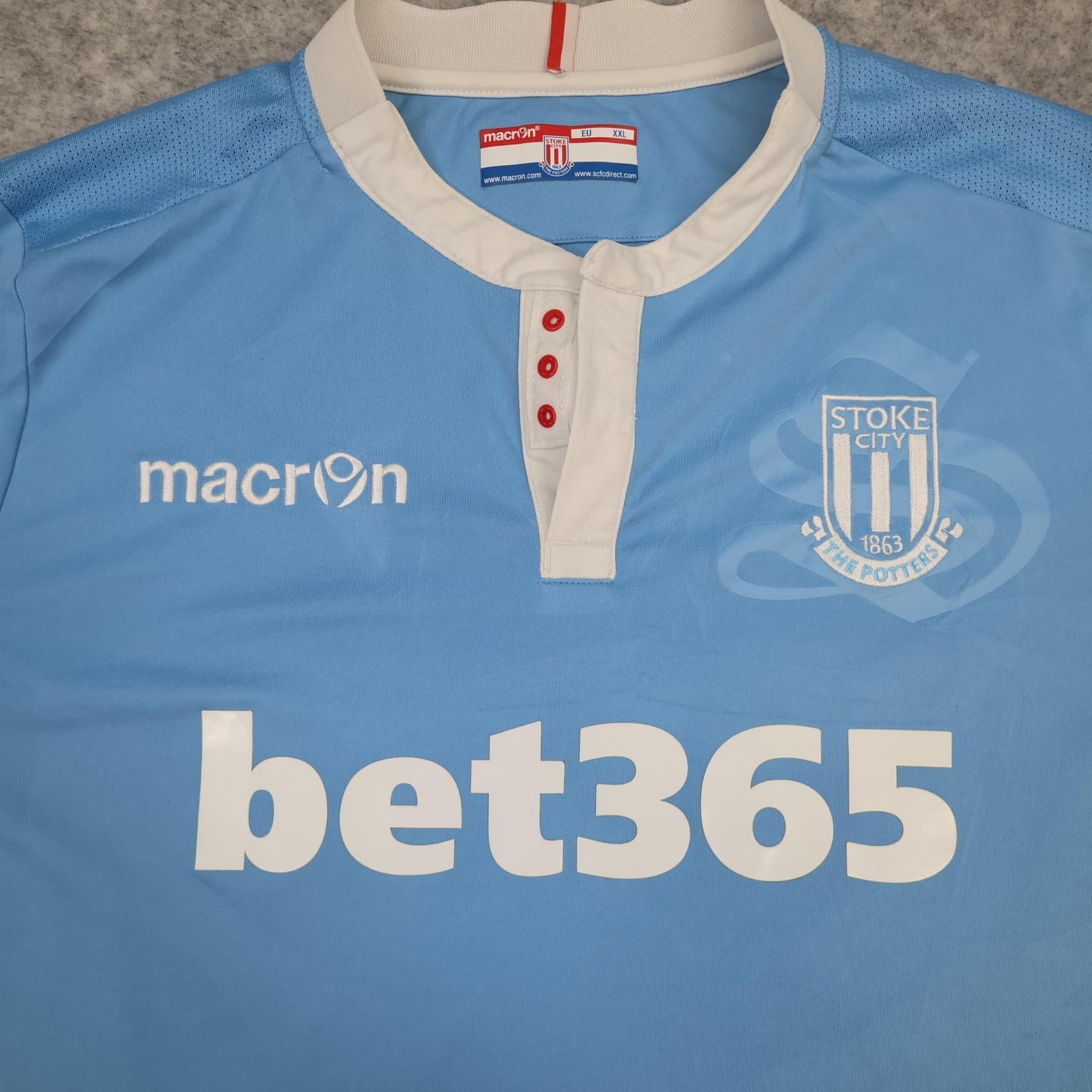 Stoke City Away Shirt 2XL Blue 2017 2018 EPL Soccer Macron Shaqiri 22 Jersey photo 6