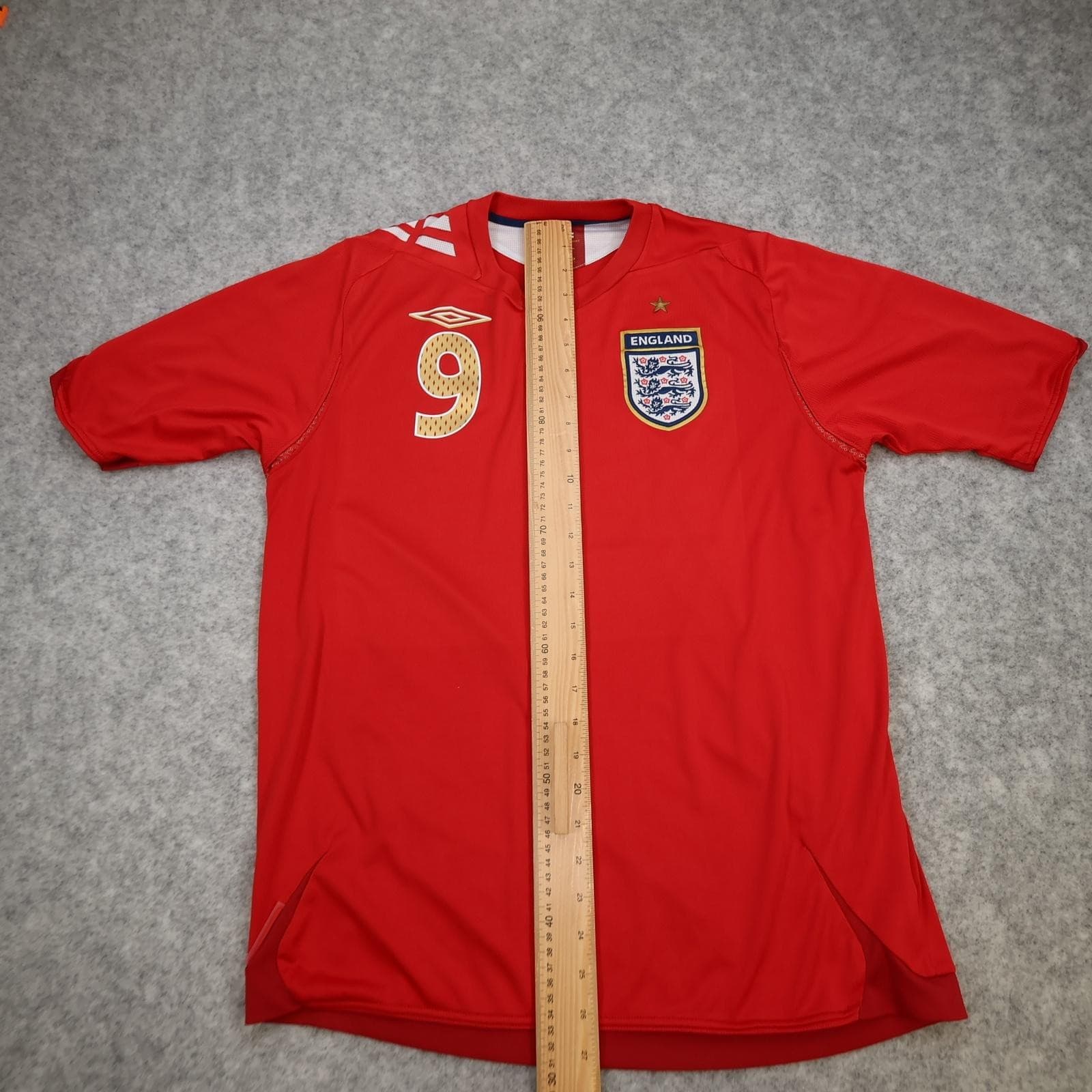 England Away Shirt Mens Medium Red 2006 2008 Football Umbro Rooney 9 Jersey photo 13