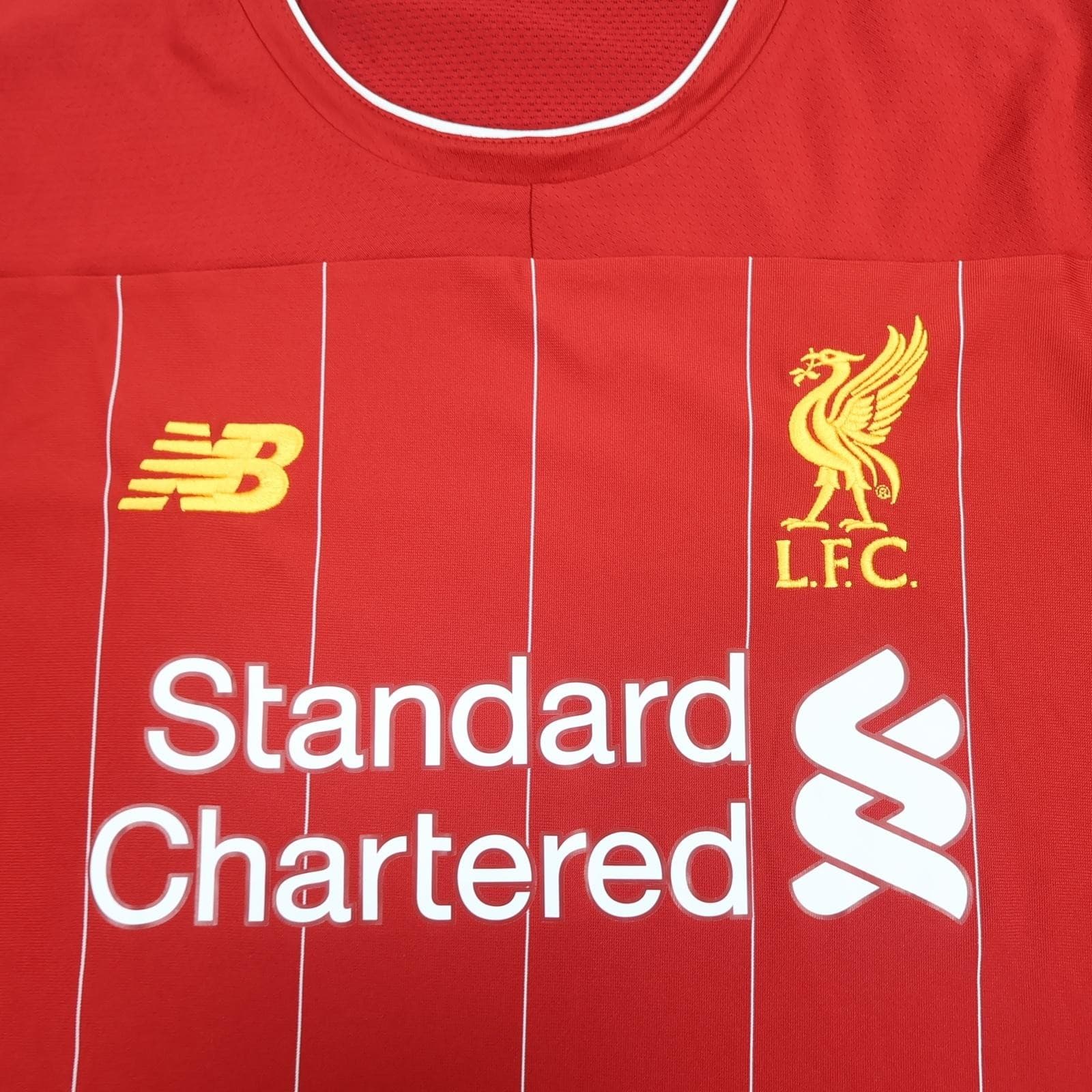 Liverpool Shirt Mens Large Red Home 2019 Football New Balance Standard Chartered photo 3