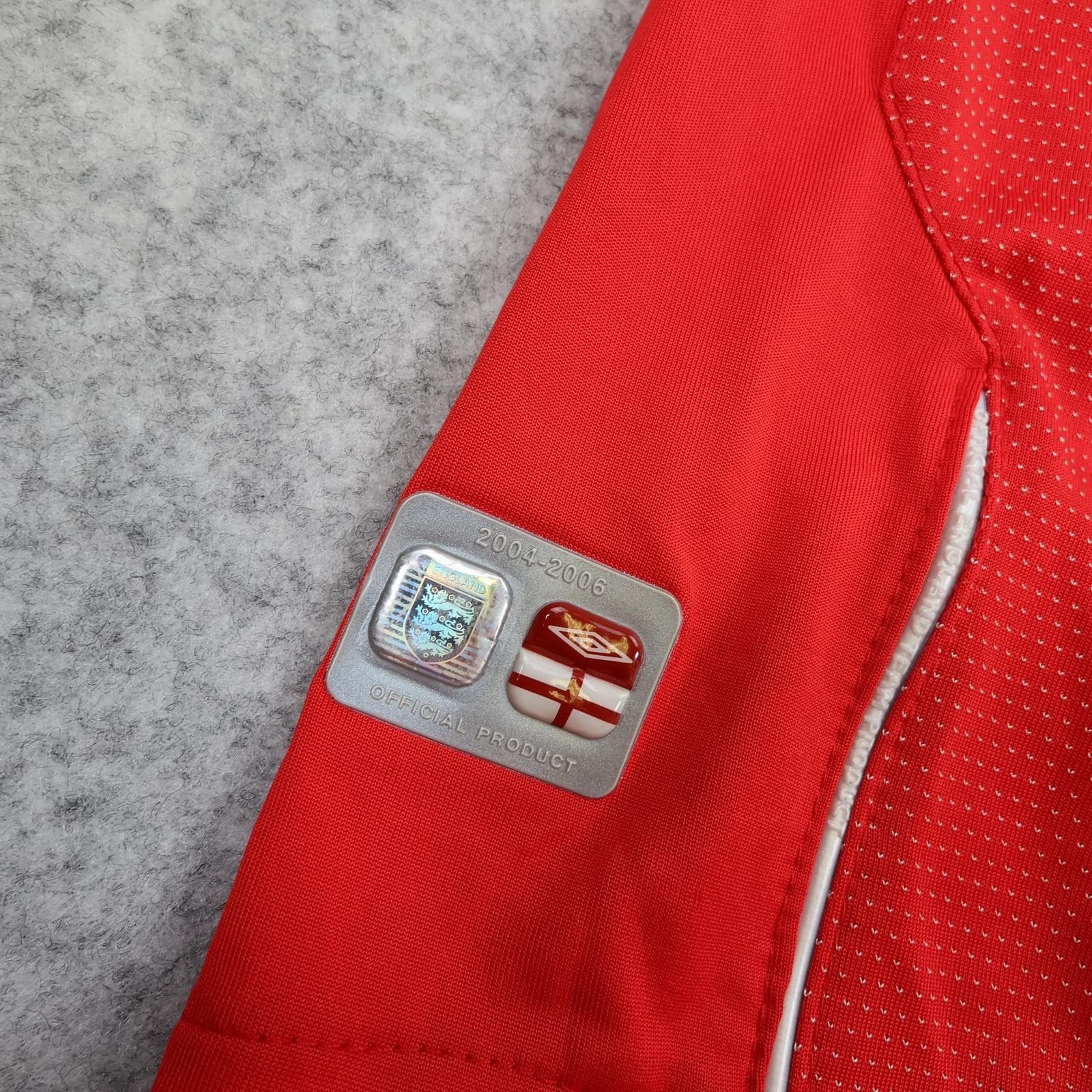 Vintage England Away Shirt Mens Large Red 2004 2006 Soccer Jersey Umbro Beckham photo 11