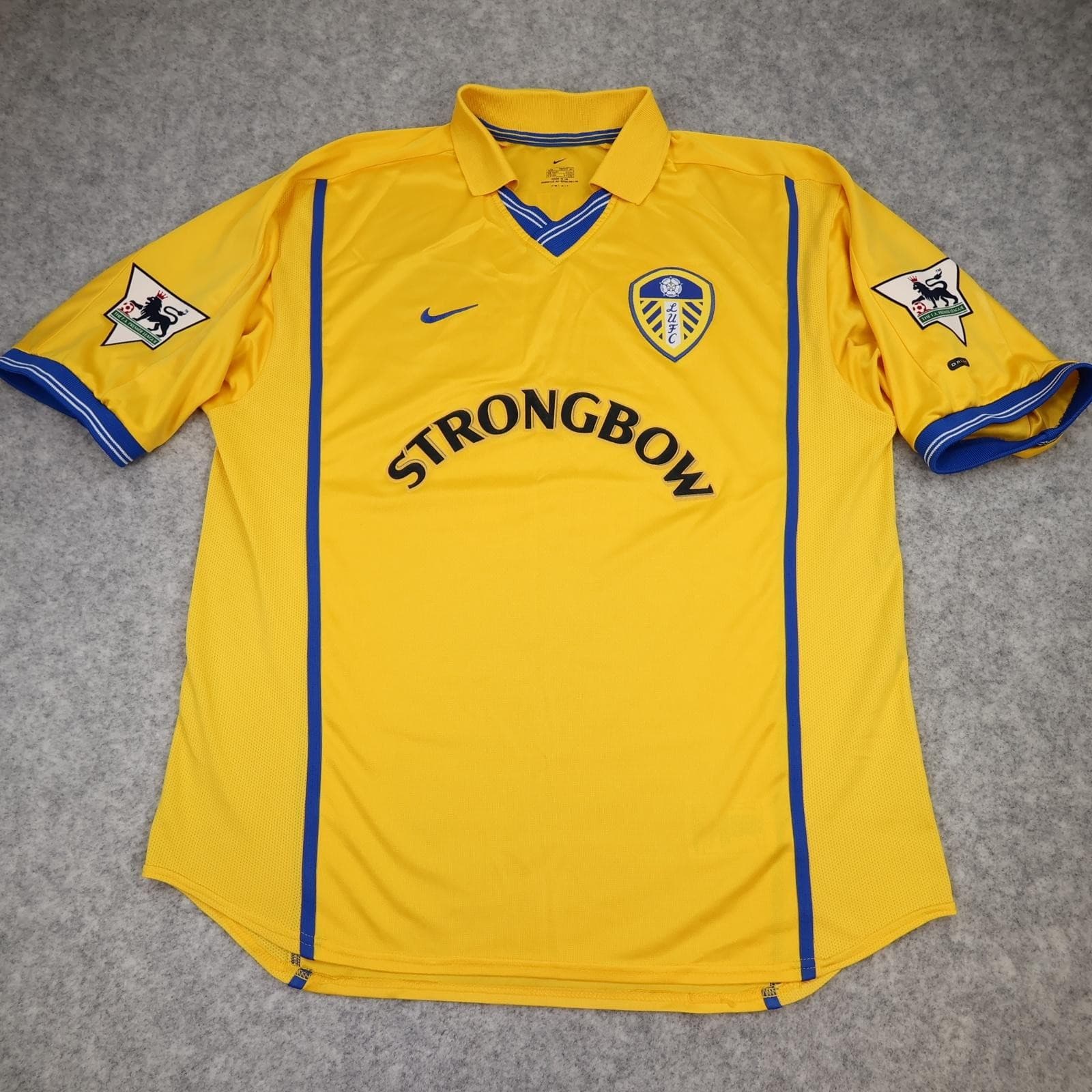 Leeds United Away Shirt Mens Large Yellow 2000 2002 Nike Strongbow Kewell Jersey photo 2
