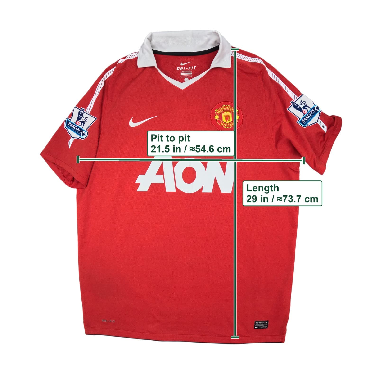 Manchester United Football Shirt Large Red Home 2010 2011 Nike Wayne Rooney 10 photo 2