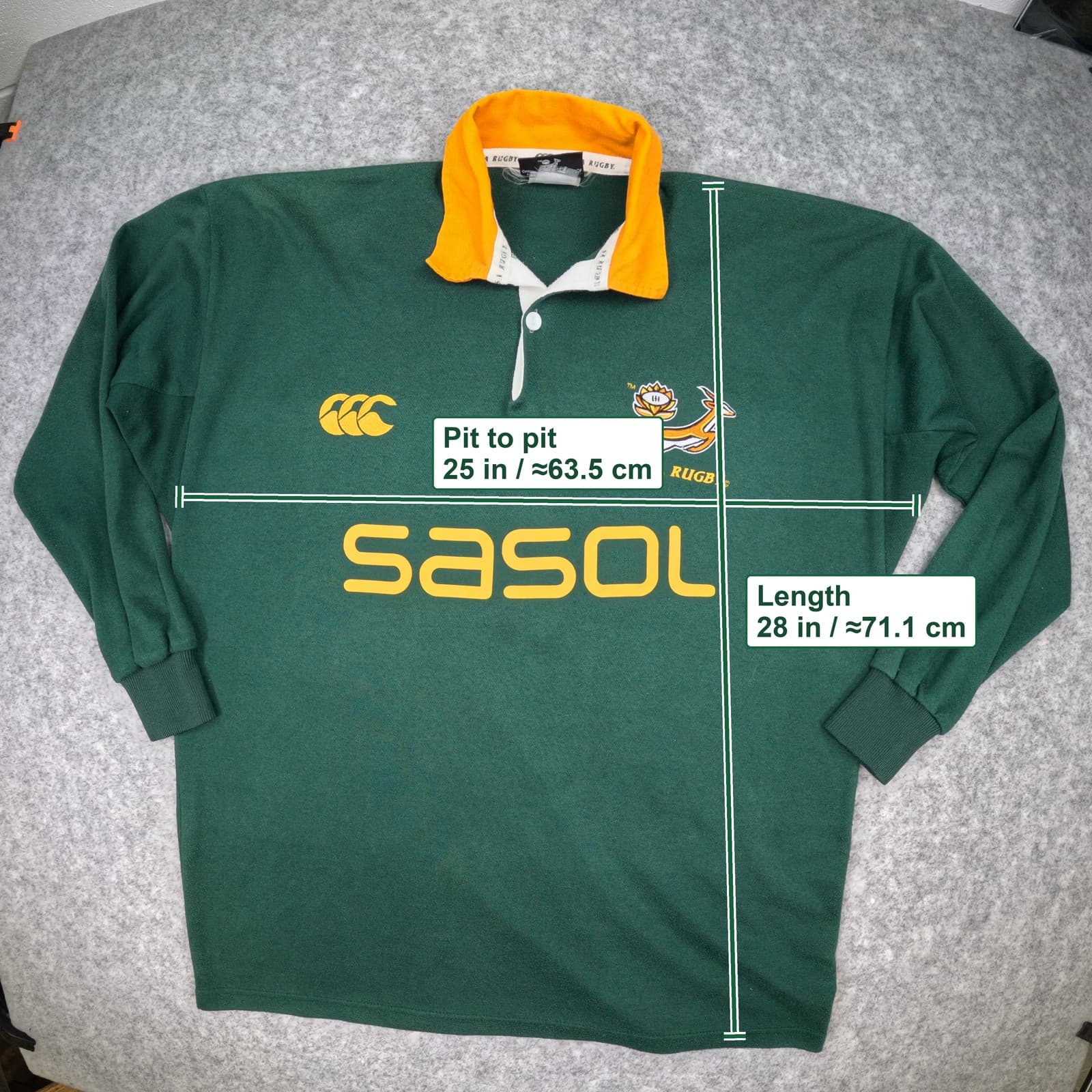 South Africa Rugby Shirt Large Green 2005 2006 Canterbury Long Sleeve Jersey photo 3