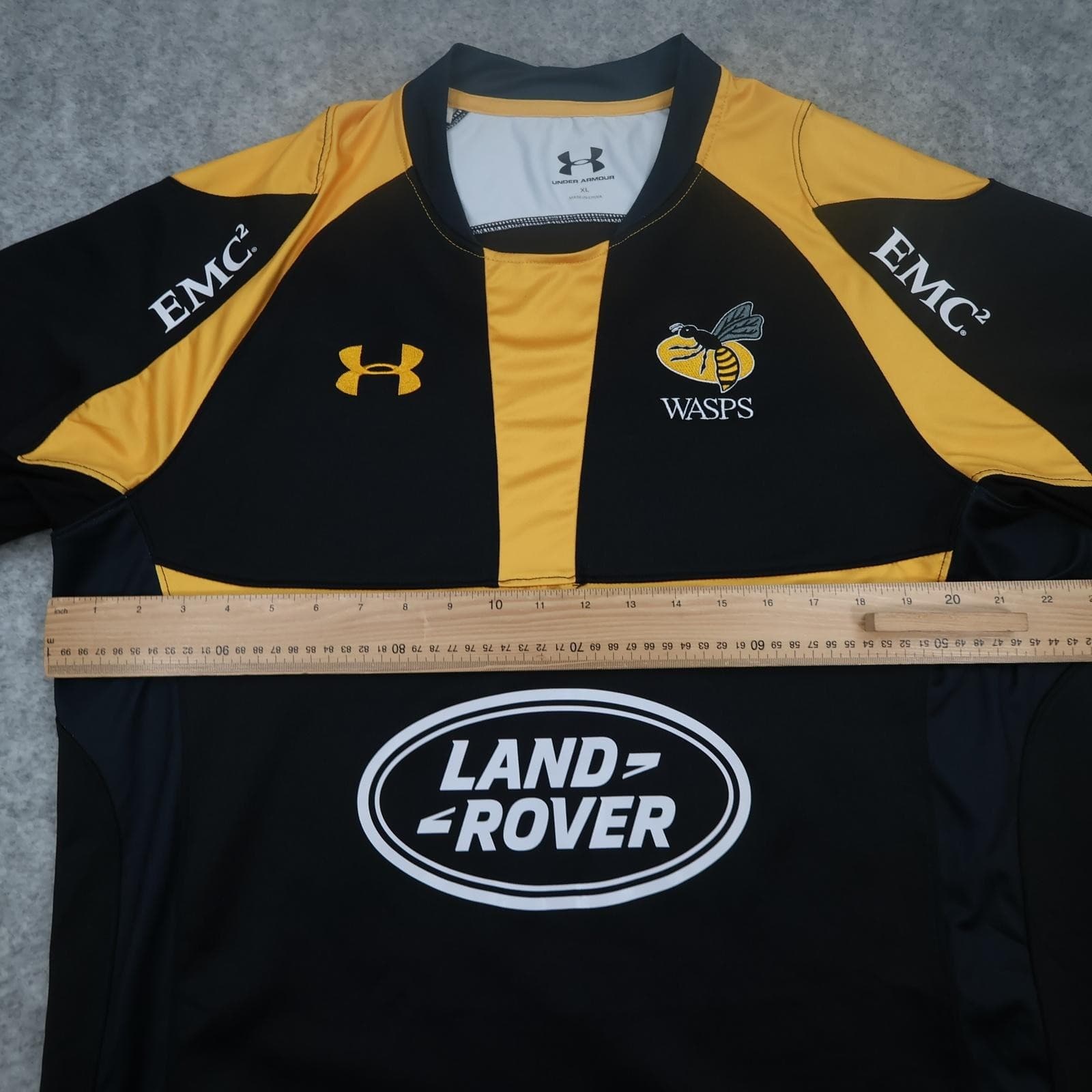 Wasps Rugby Shirt Mens XL Black Yellow Rugby Union 2015 2016 Land Rover photo 10