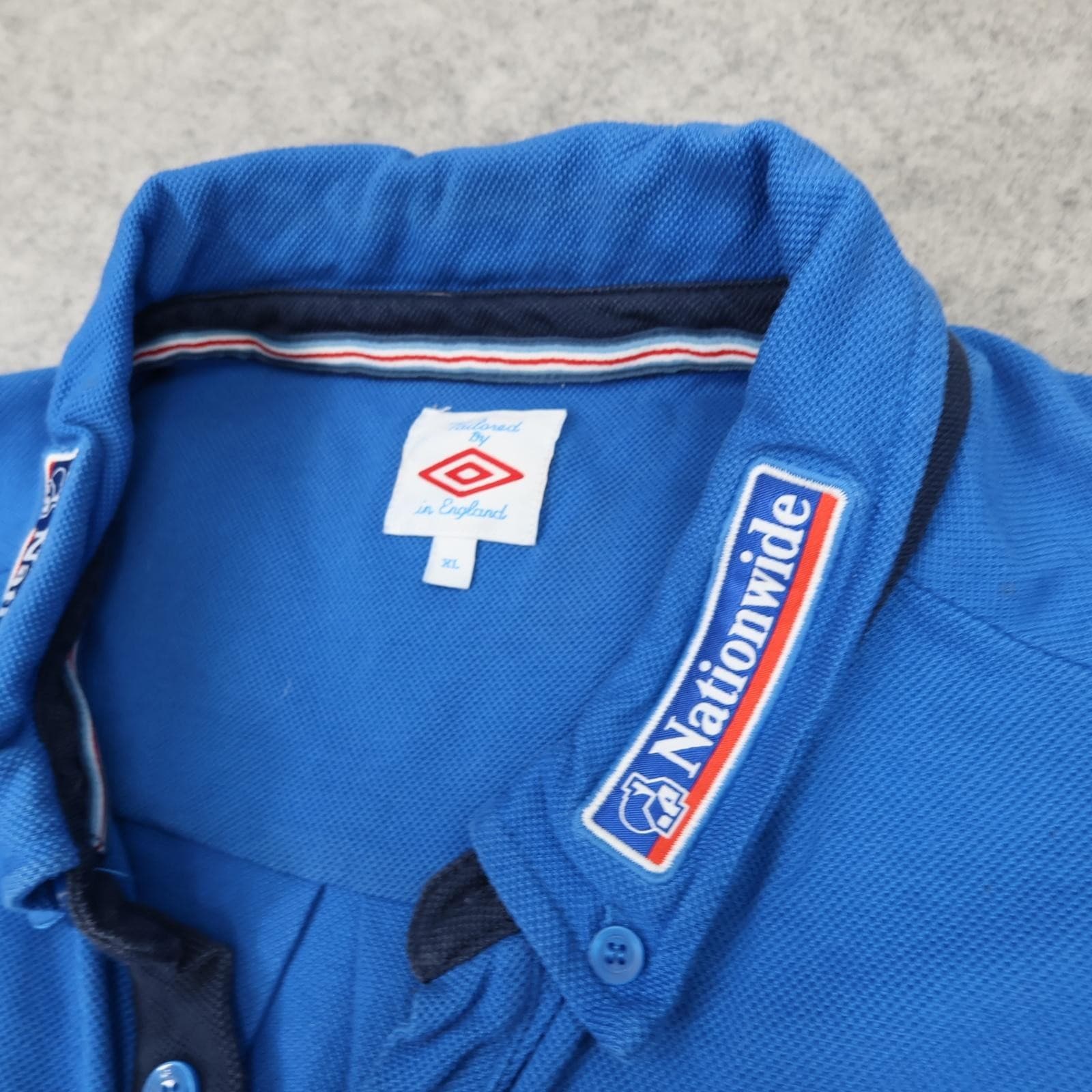 England Training Shirt Mens XL Blue Football Umbro Nationwide Polo 2000s photo 6