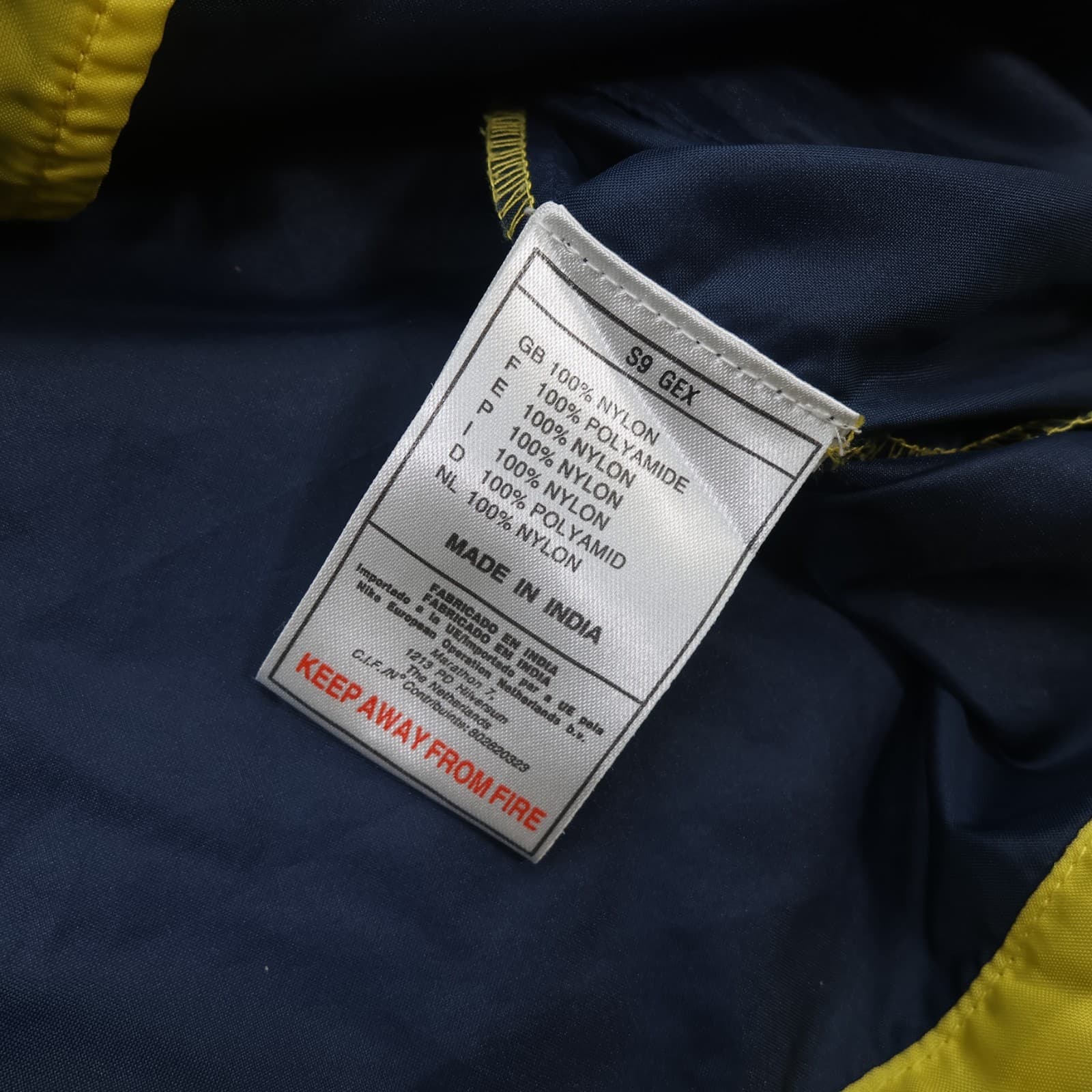 Vintage Nike Jacket Extra Large Navy Yellow Waterpoof Coat 90's Windbreaker photo 6