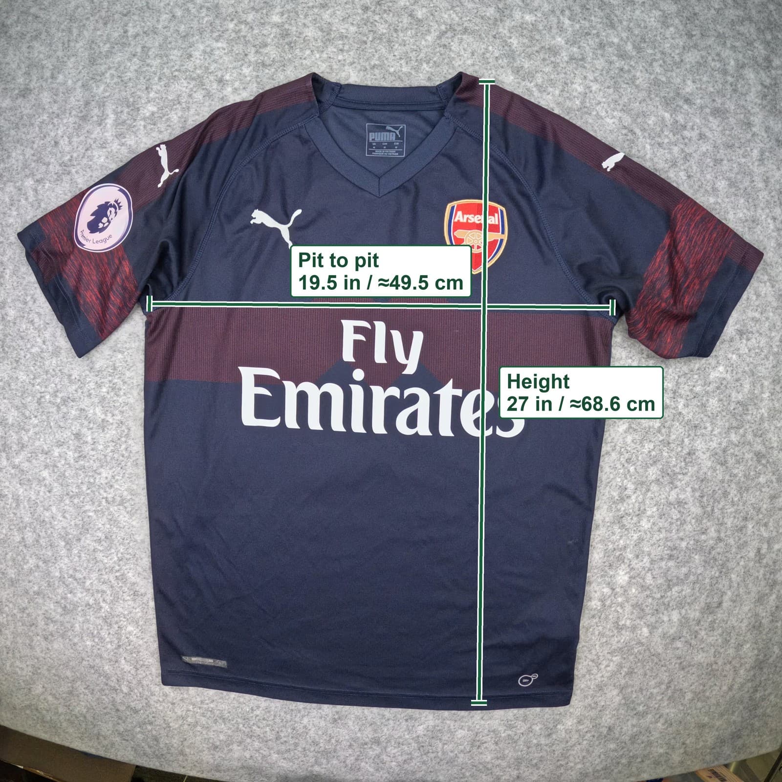 Arsenal Football Shirt Medium 2018 2019 Away Puma Saka 87 Soccer Jersey photo 2